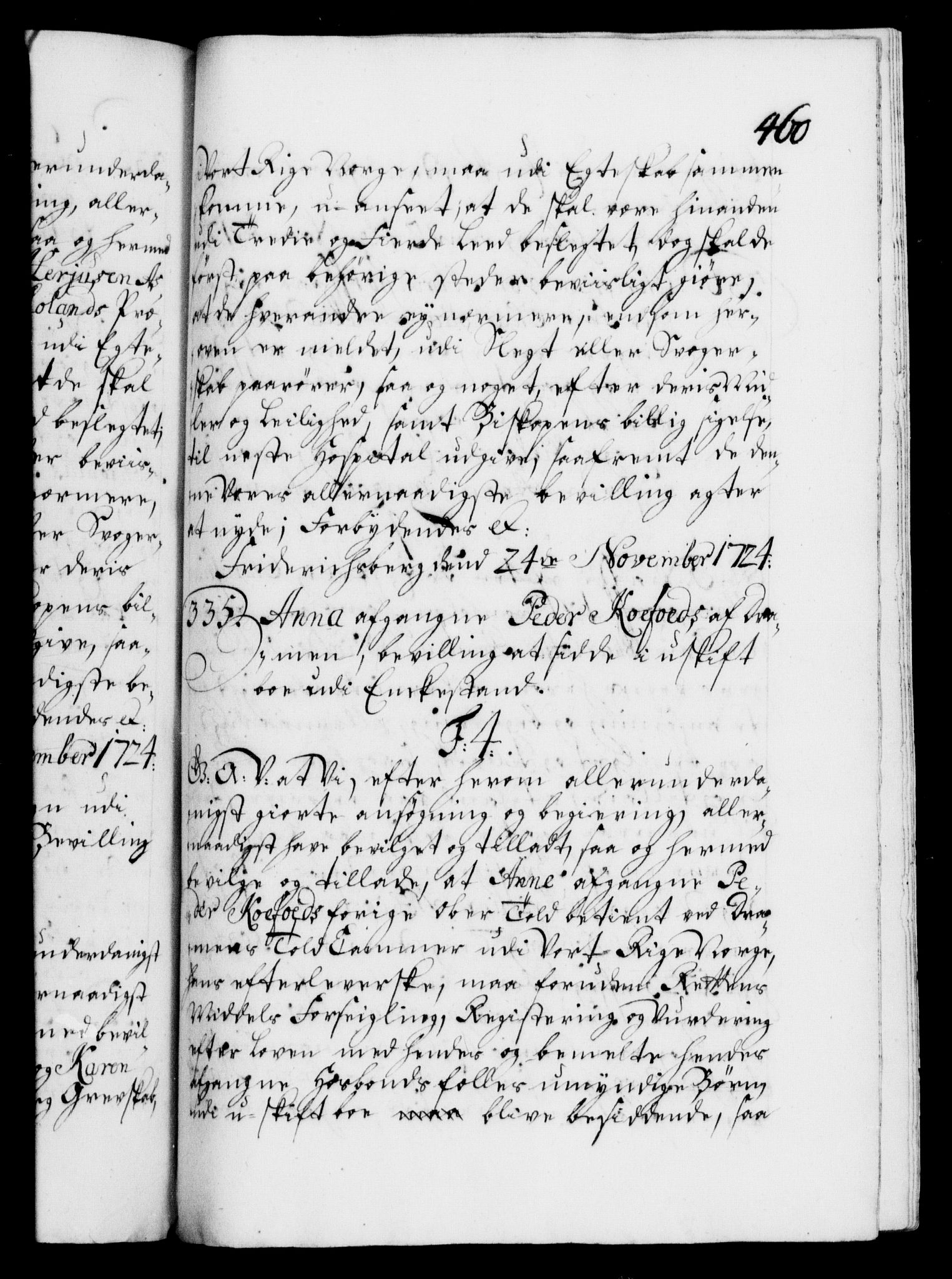 Danske Kanselli 1572-1799, AV/RA-EA-3023/F/Fc/Fca/Fcaa/L0024: Norske registre, 1723-1725, p. 460a