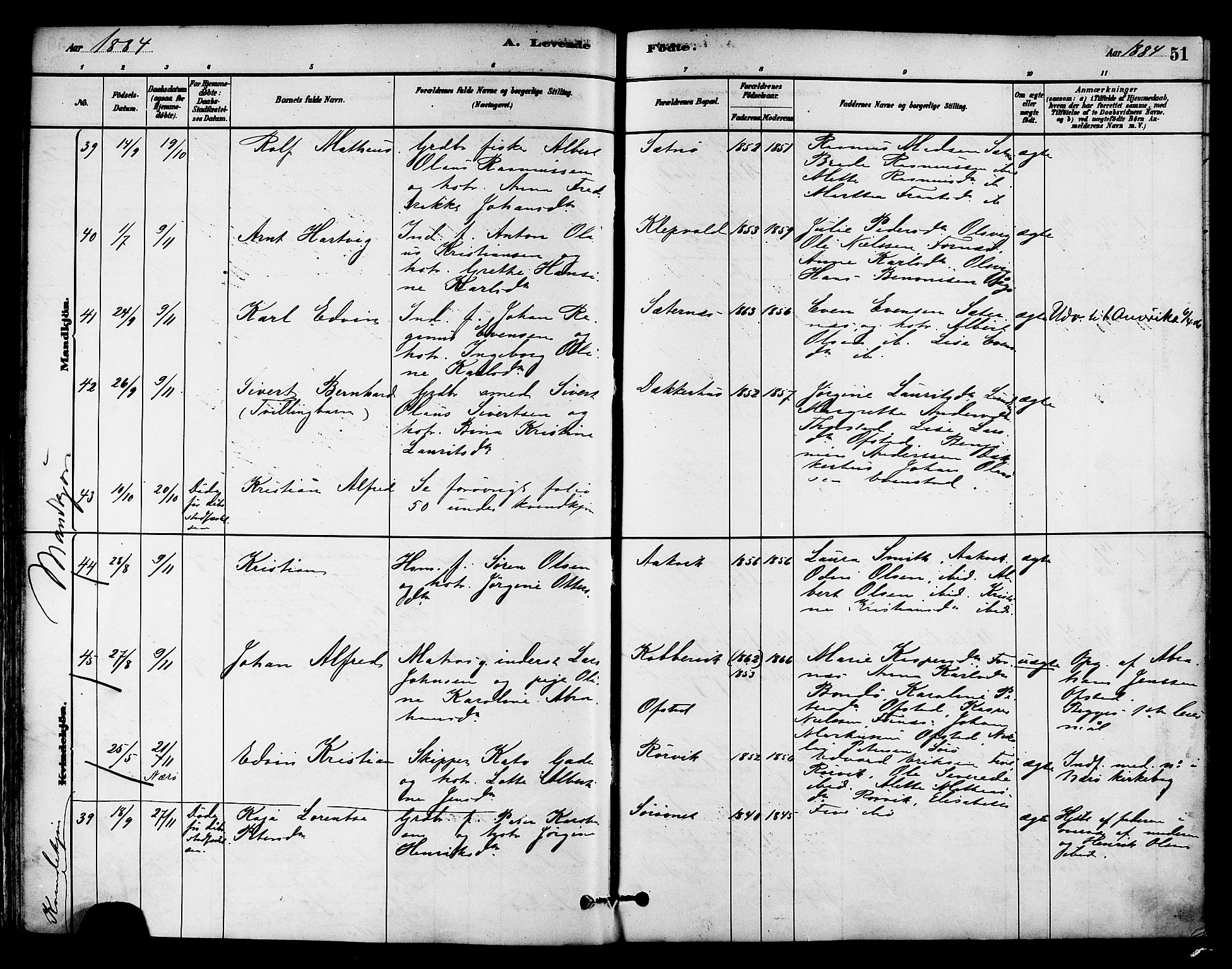 Ministerialprotokoller, klokkerbøker og fødselsregistre - Nord-Trøndelag, SAT/A-1458/786/L0686: Parish register (official) no. 786A02, 1880-1887, p. 51