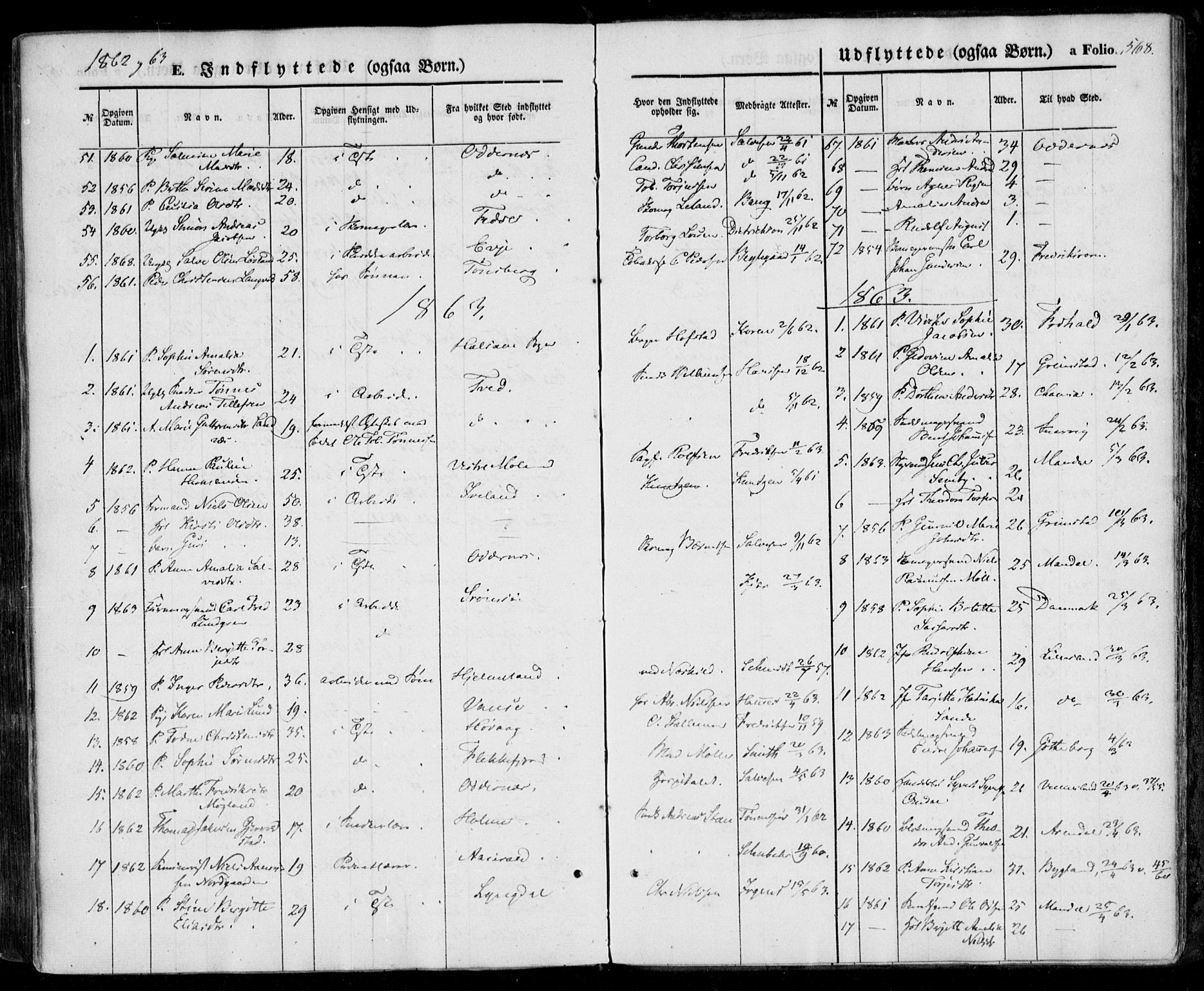 Kristiansand domprosti, SAK/1112-0006/F/Fa/L0014: Parish register (official) no. A 14, 1852-1867, p. 568