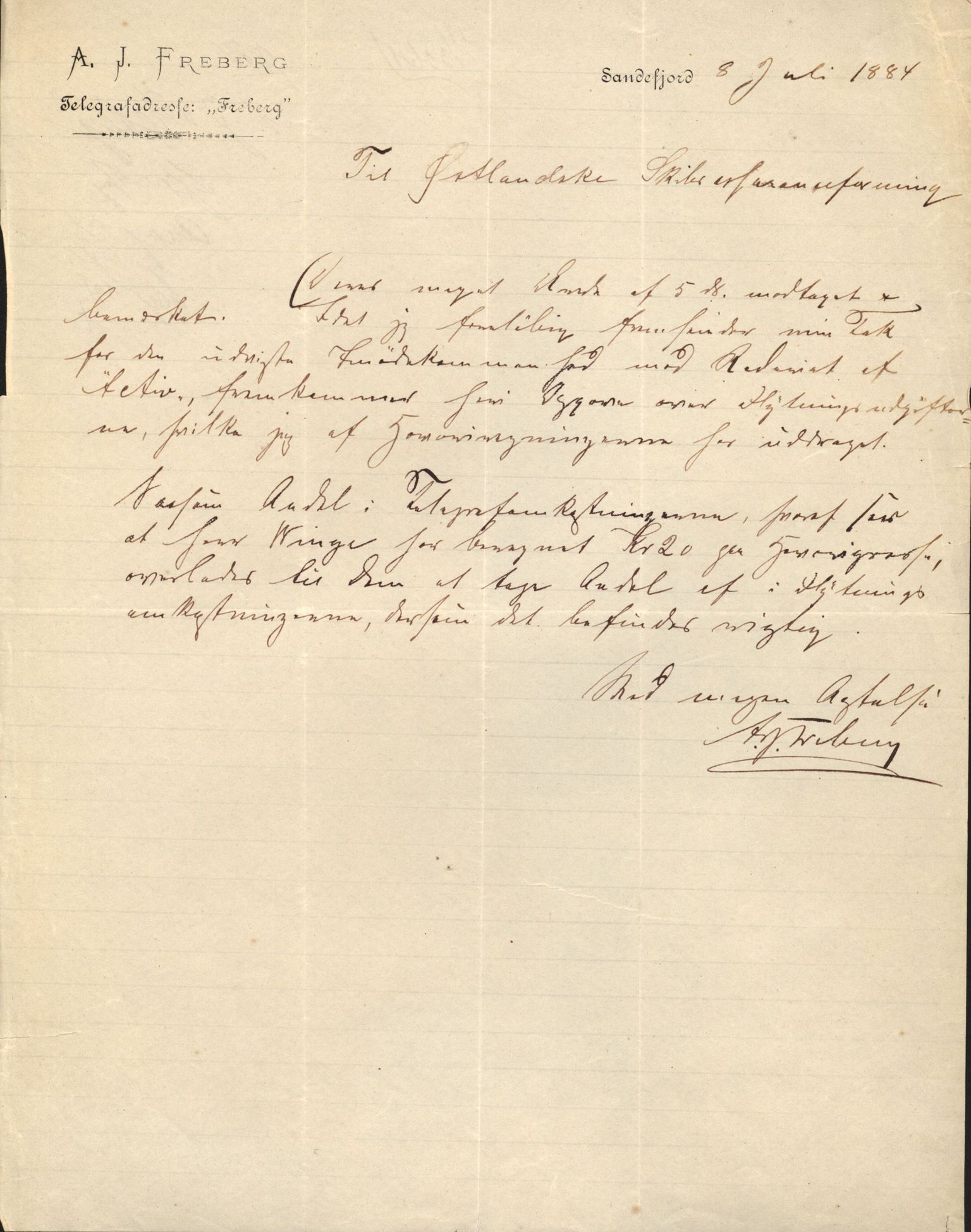 Pa 63 - Østlandske skibsassuranceforening, VEMU/A-1079/G/Ga/L0016/0008: Havaridokumenter / Ariel, Arica, Rolf, Activ, Herman Lehmkuhl, 1883, p. 21