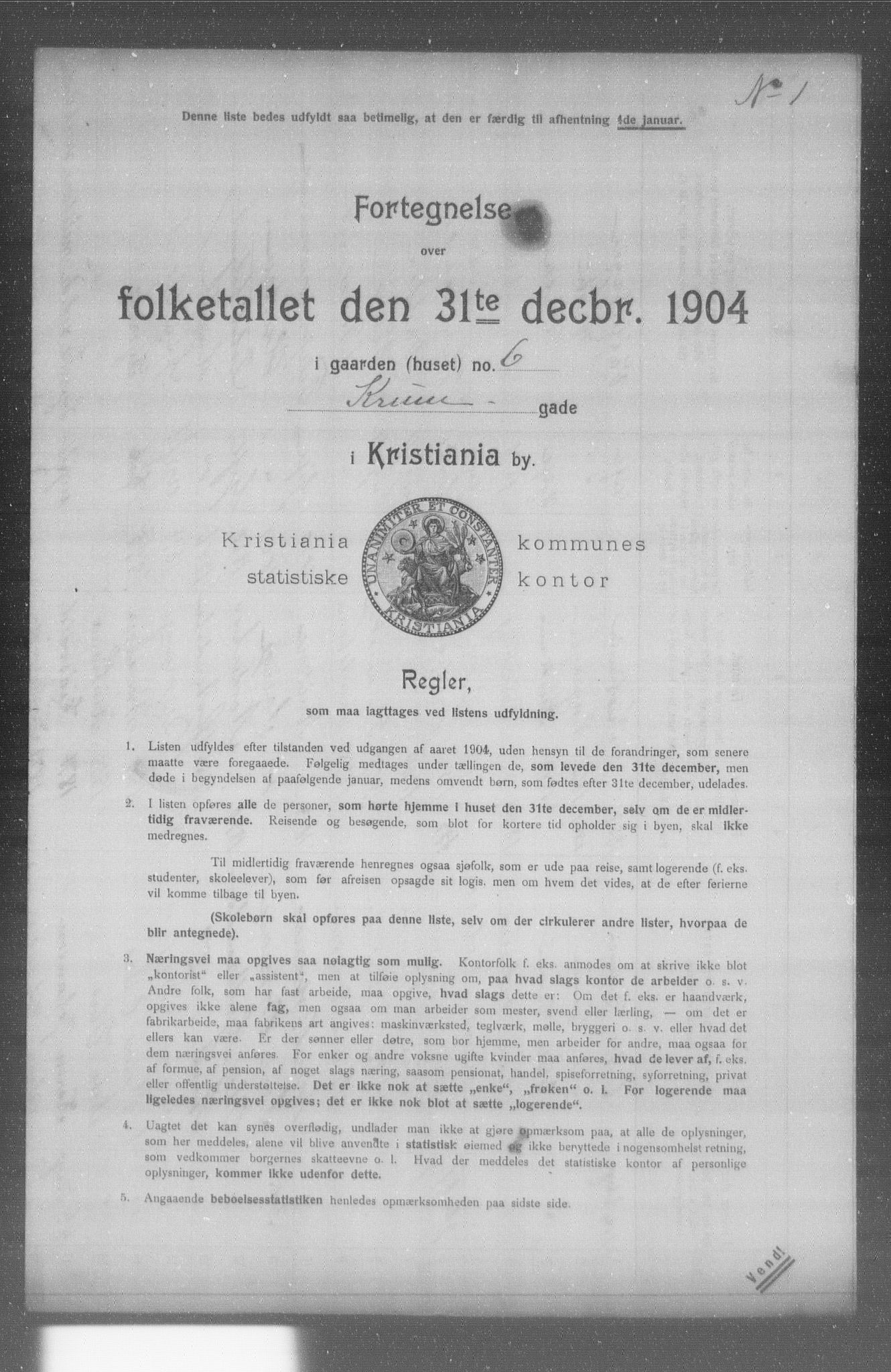 OBA, Municipal Census 1904 for Kristiania, 1904, p. 10585