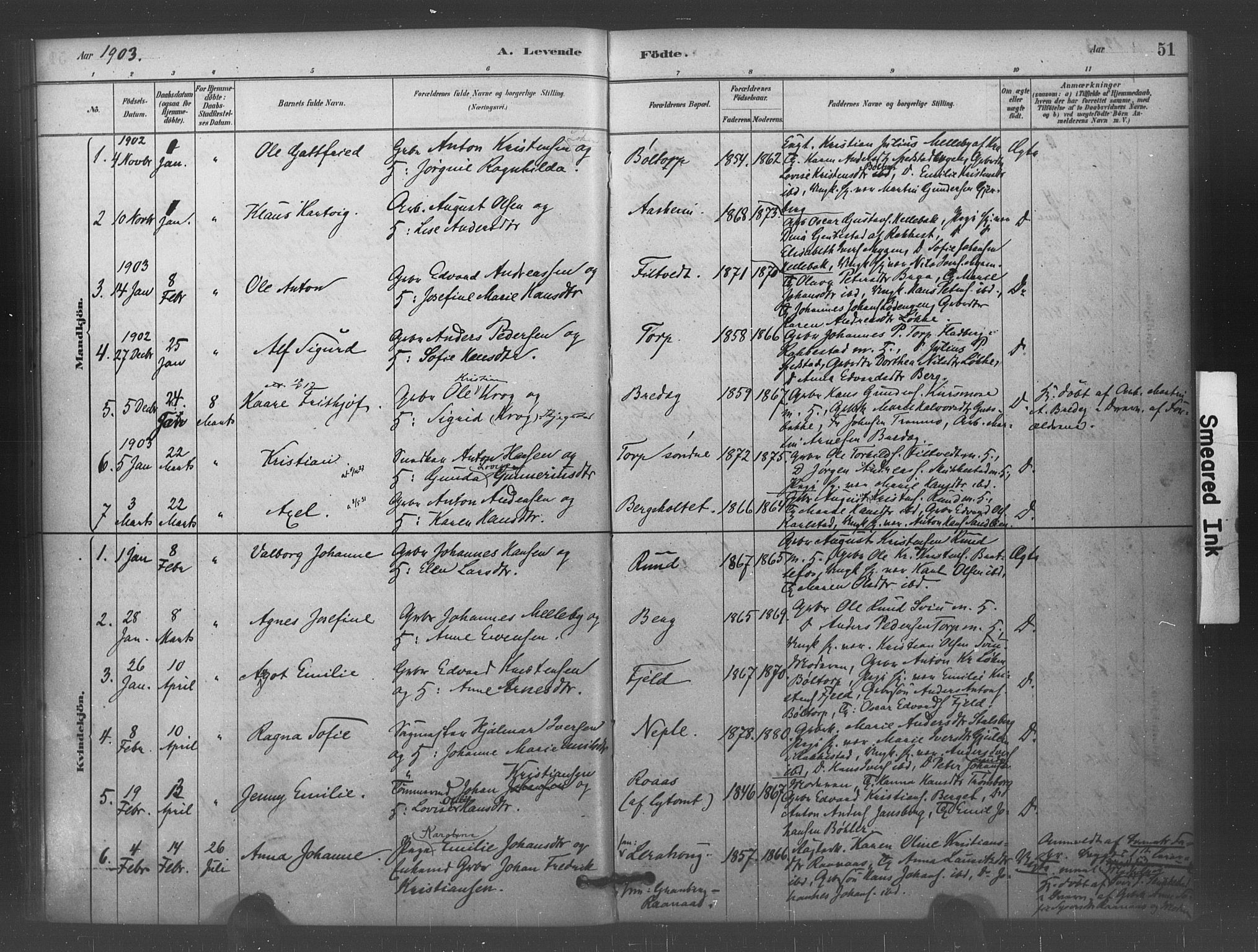 Eidsberg prestekontor Kirkebøker, AV/SAO-A-10905/F/Fc/L0001: Parish register (official) no. III 1, 1879-1905, p. 51