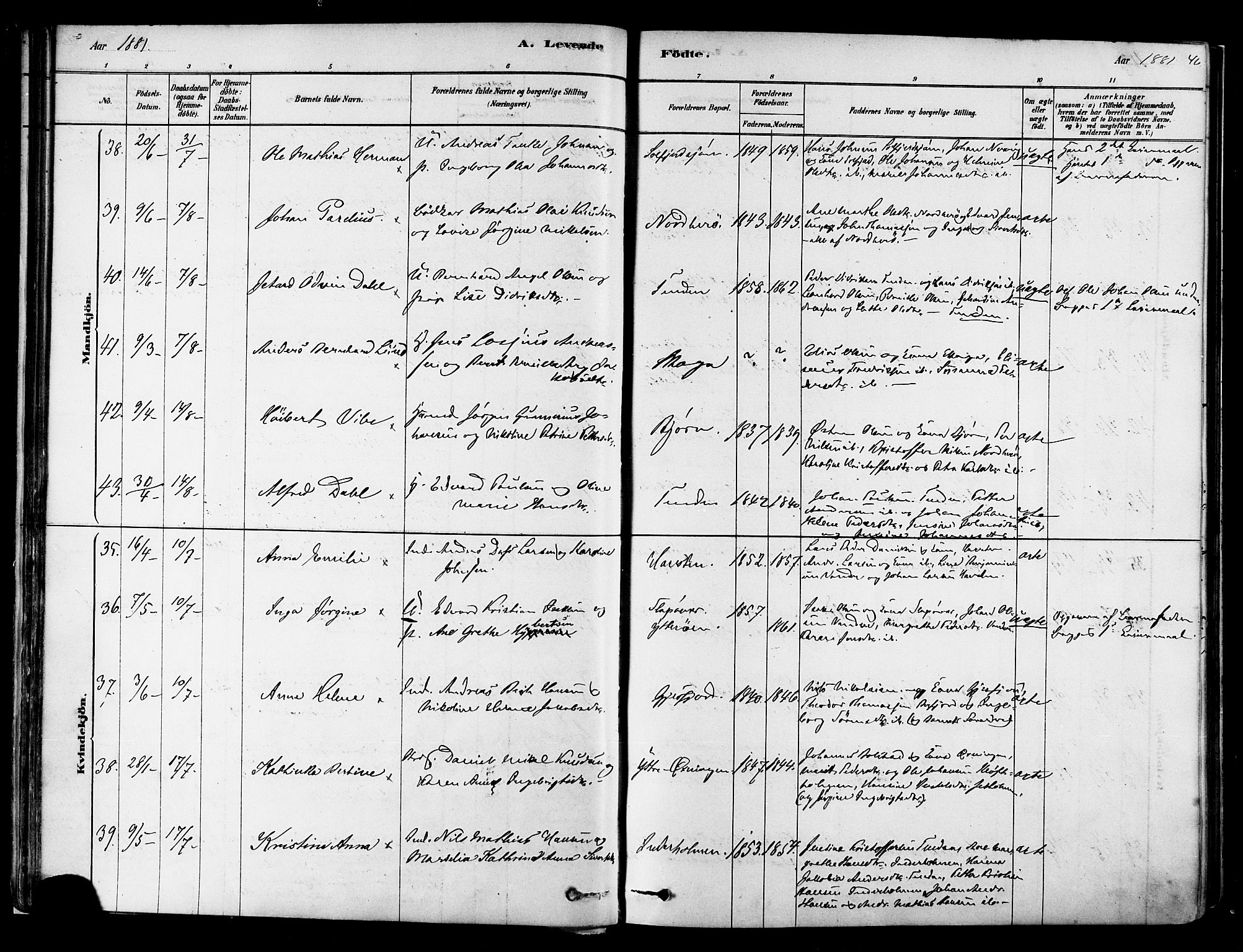 Ministerialprotokoller, klokkerbøker og fødselsregistre - Nordland, AV/SAT-A-1459/834/L0507: Parish register (official) no. 834A05, 1878-1892, p. 46