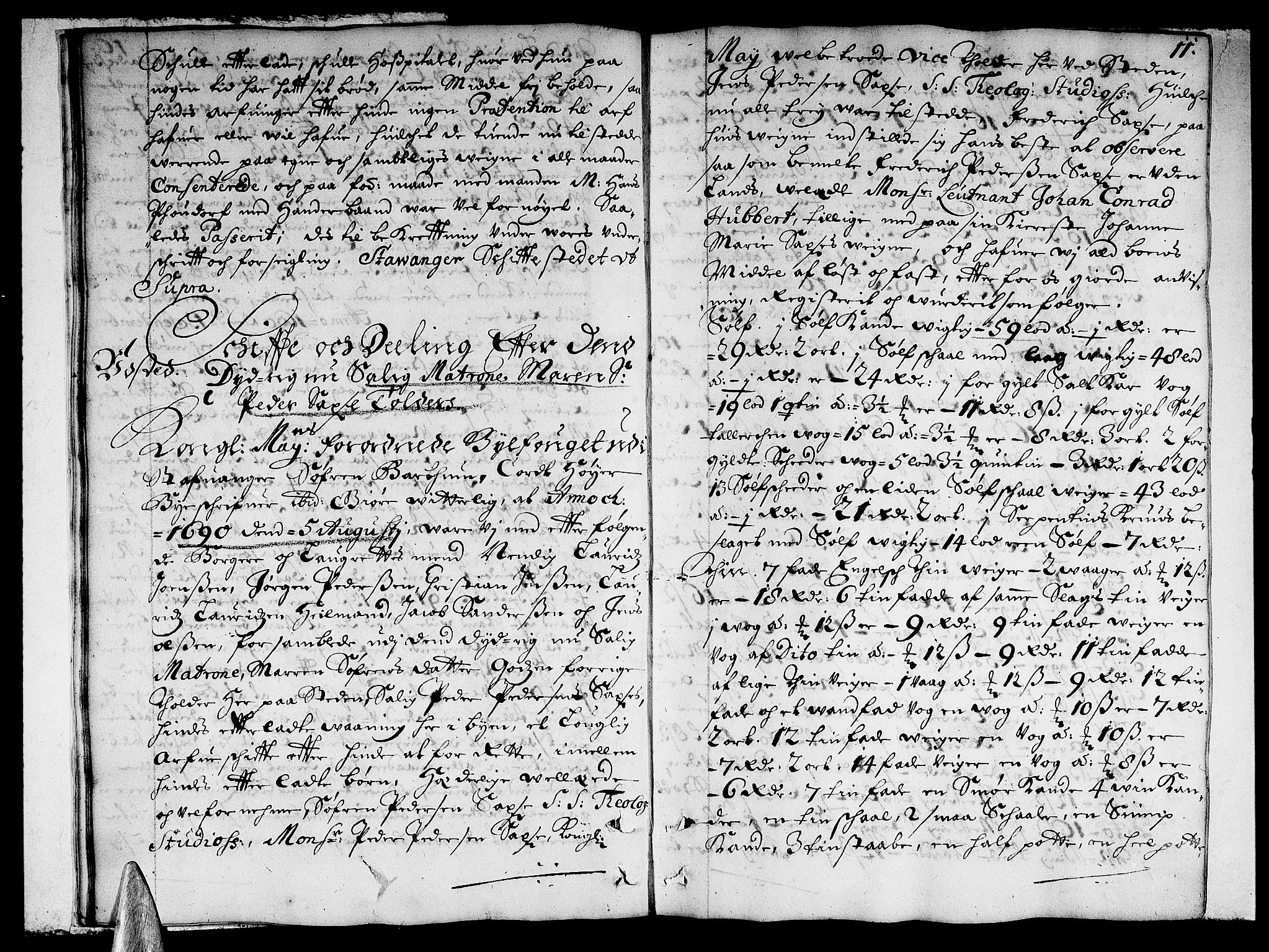 Stavanger byfogd, AV/SAST-A-101408/001/5/50/503BB/L0002: Skifteprotokoll, 1690-1694, p. 10b-11a