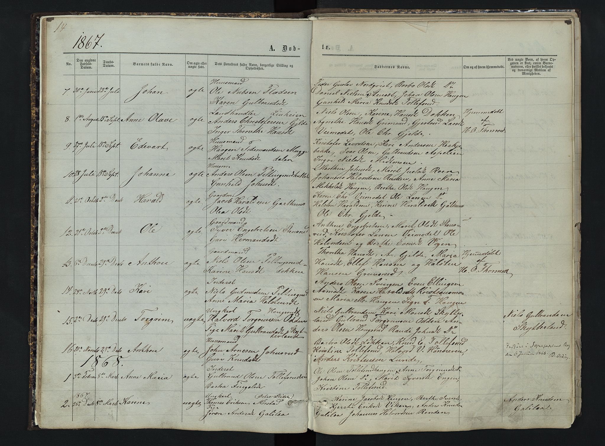 Sør-Aurdal prestekontor, AV/SAH-PREST-128/H/Ha/Hab/L0003: Parish register (copy) no. 3, 1862-1893, p. 14