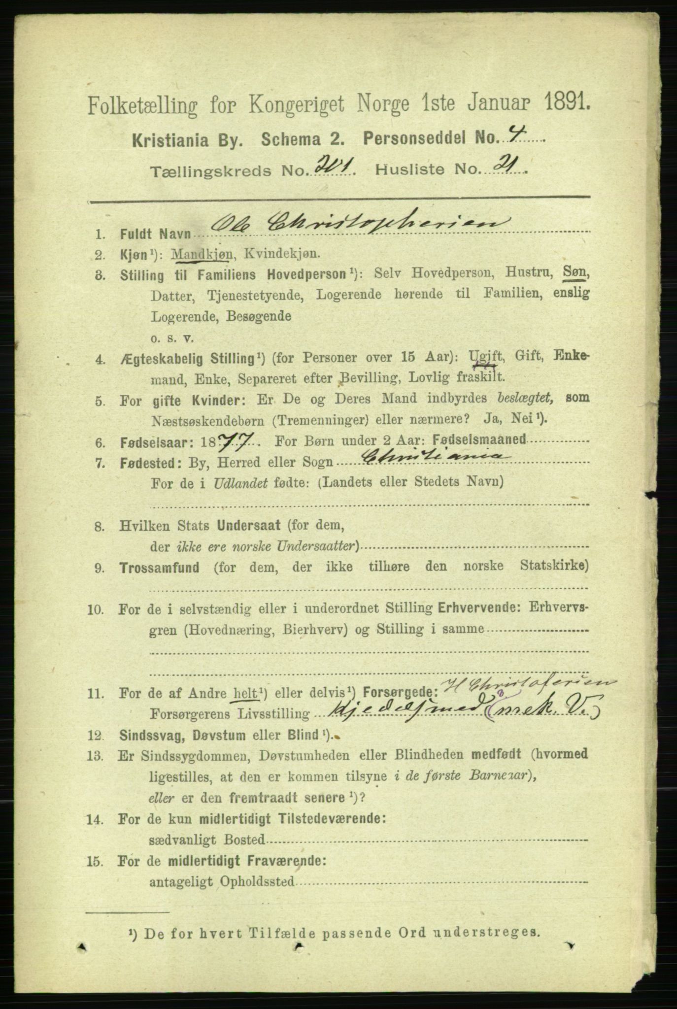 RA, 1891 census for 0301 Kristiania, 1891, p. 121369