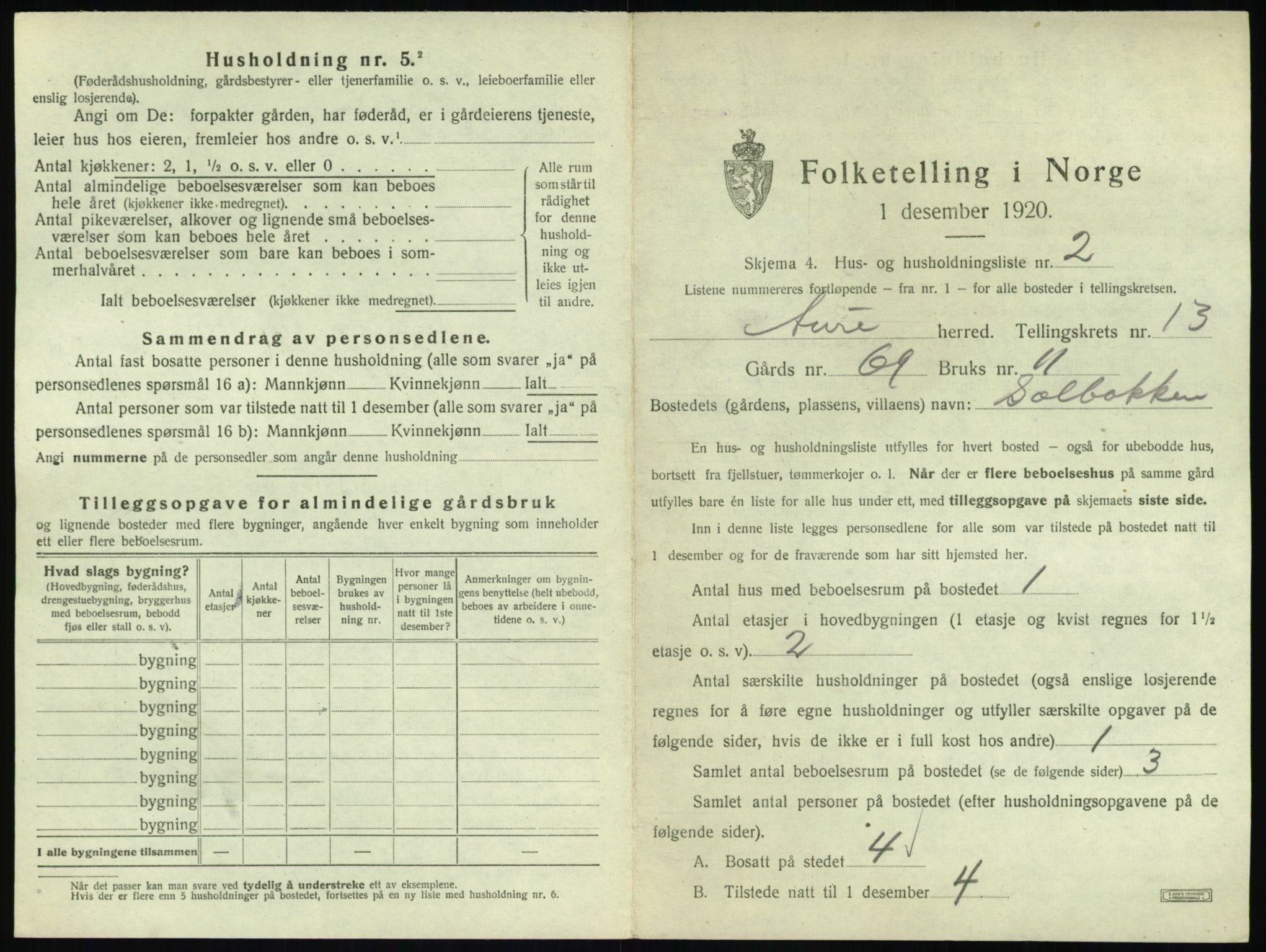 SAT, 1920 census for Aure, 1920, p. 770