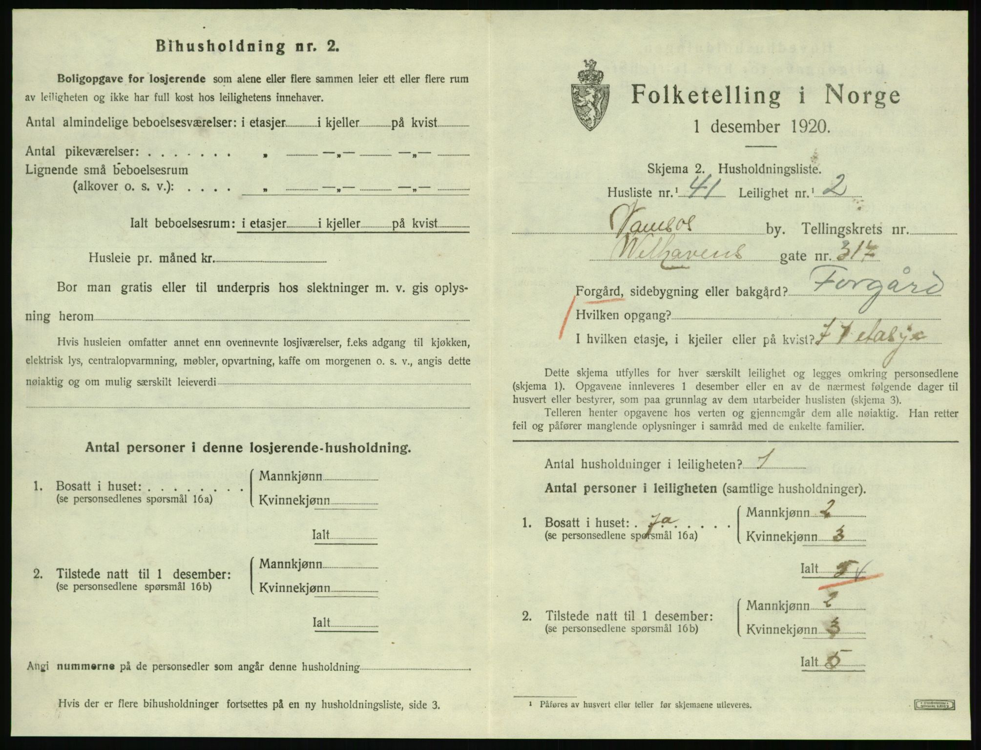 SAT, 1920 census for Namsos, 1920, p. 1553