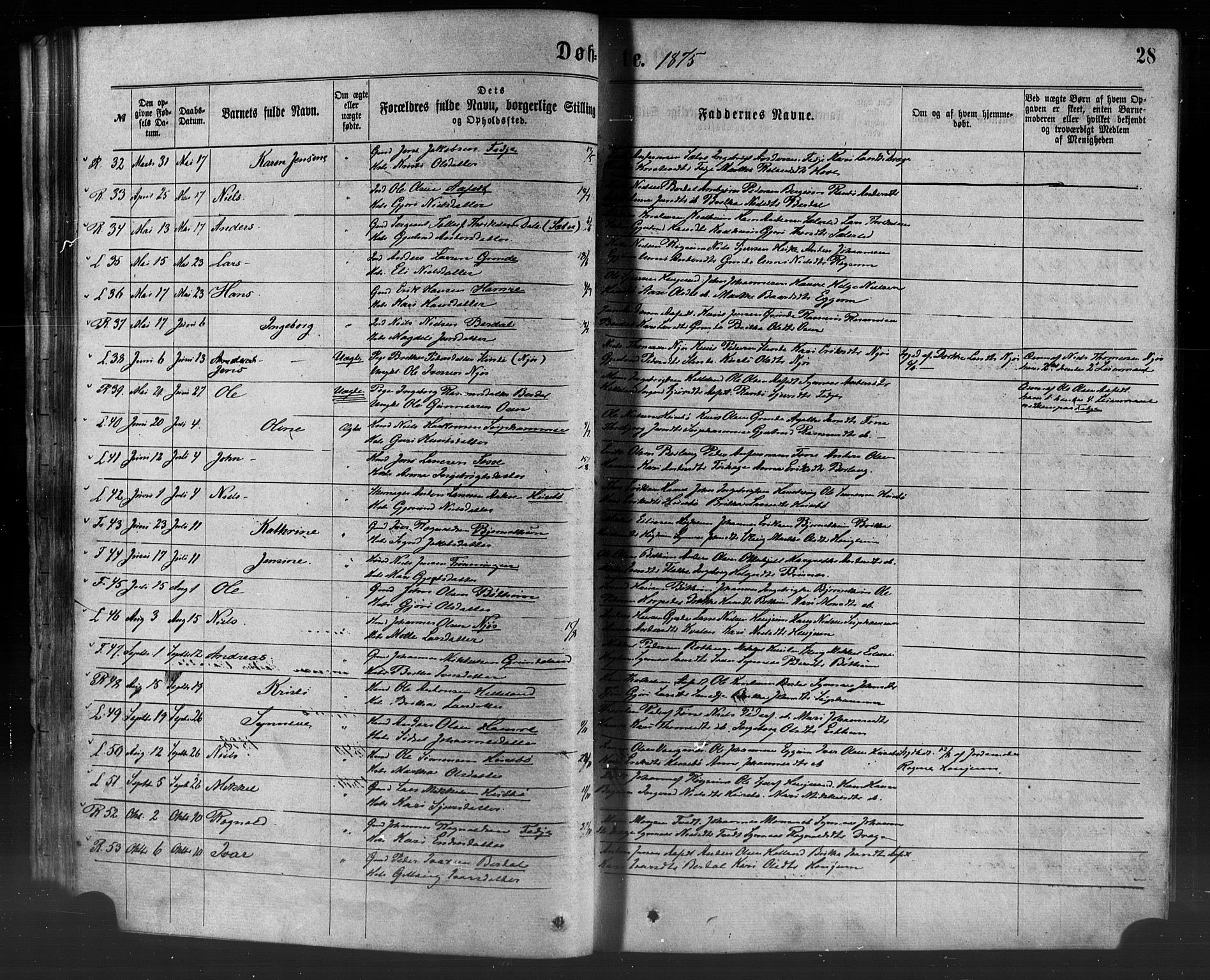 Leikanger sokneprestembete, AV/SAB-A-81001/H/Haa/Haaa/L0009: Parish register (official) no. A 9, 1869-1888, p. 28