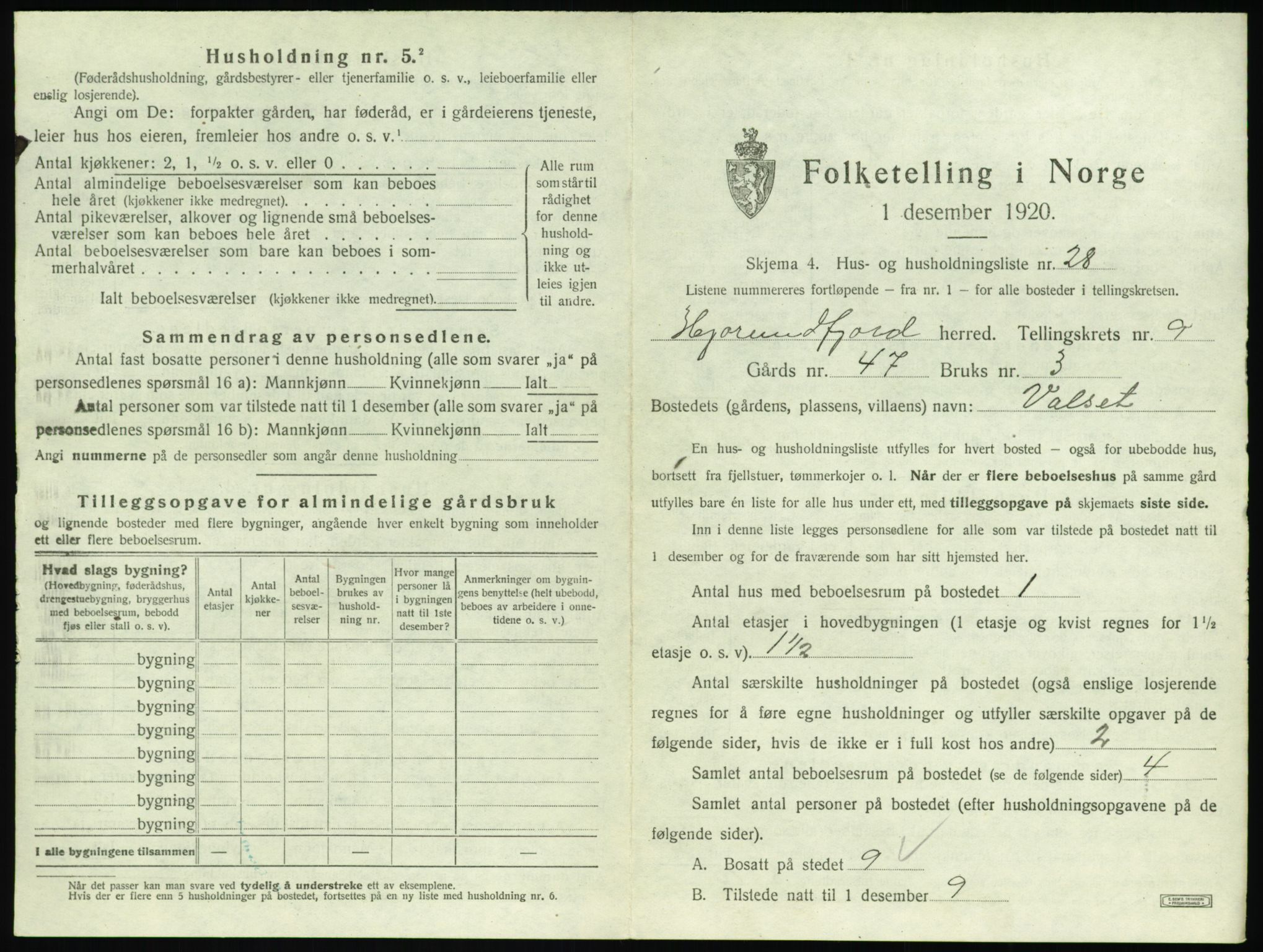 SAT, 1920 census for Hjørundfjord, 1920, p. 477