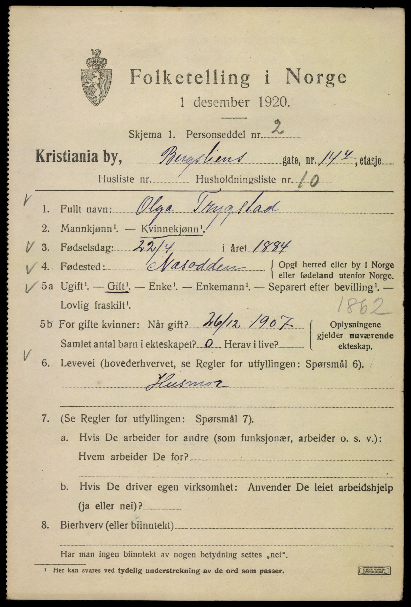 SAO, 1920 census for Kristiania, 1920, p. 154603