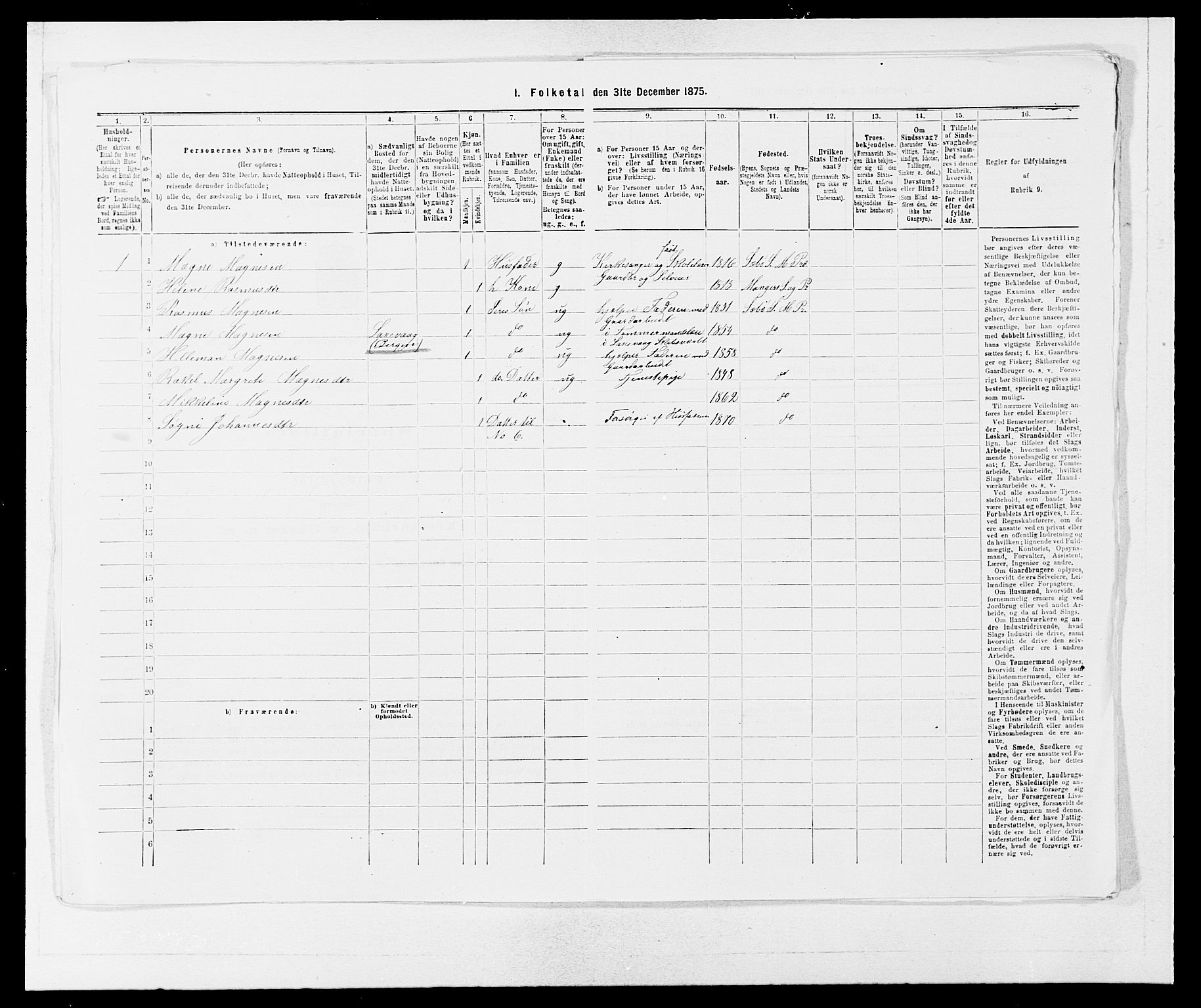 SAB, 1875 census for 1261P Manger, 1875, p. 1159