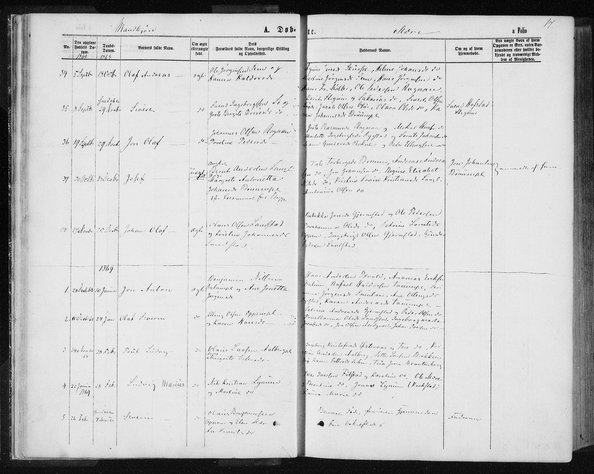 Ministerialprotokoller, klokkerbøker og fødselsregistre - Nord-Trøndelag, SAT/A-1458/735/L0345: Parish register (official) no. 735A08 /1, 1863-1872, p. 17