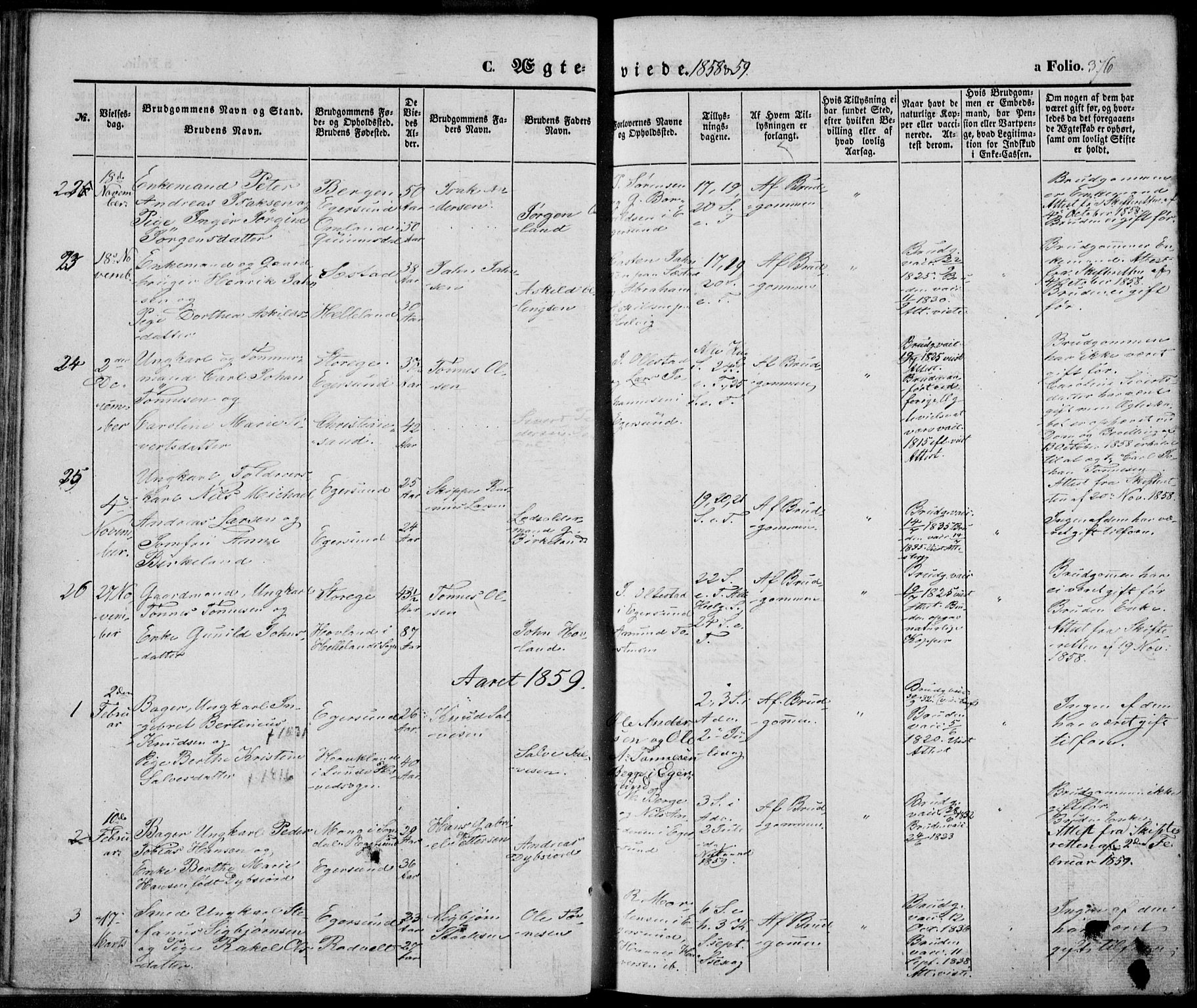 Eigersund sokneprestkontor, AV/SAST-A-101807/001/30/30BA/L0013: Parish register (official) no. A 12.2, 1850-1865, p. 376