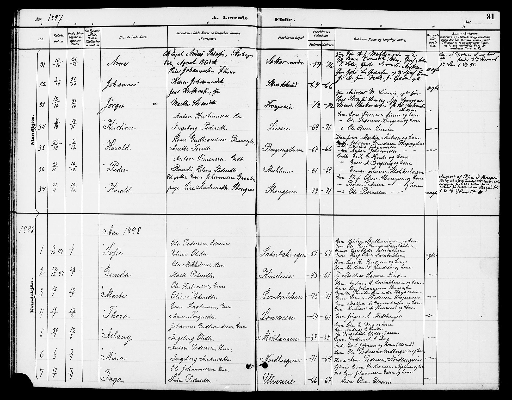 Ringsaker prestekontor, SAH/PREST-014/L/La/L0013: Parish register (copy) no. 13, 1891-1904, p. 31