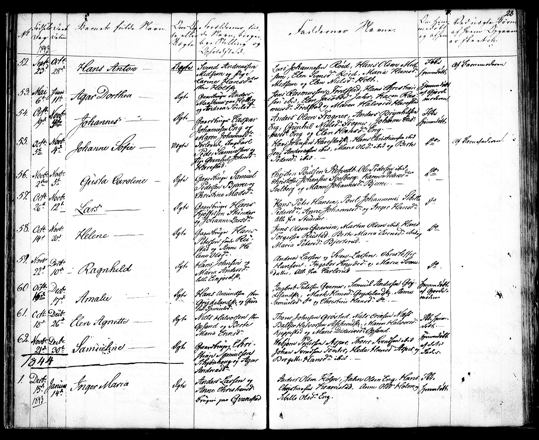 Kråkstad prestekontor Kirkebøker, AV/SAO-A-10125a/F/Fa/L0005: Parish register (official) no. I 5, 1837-1847, p. 28