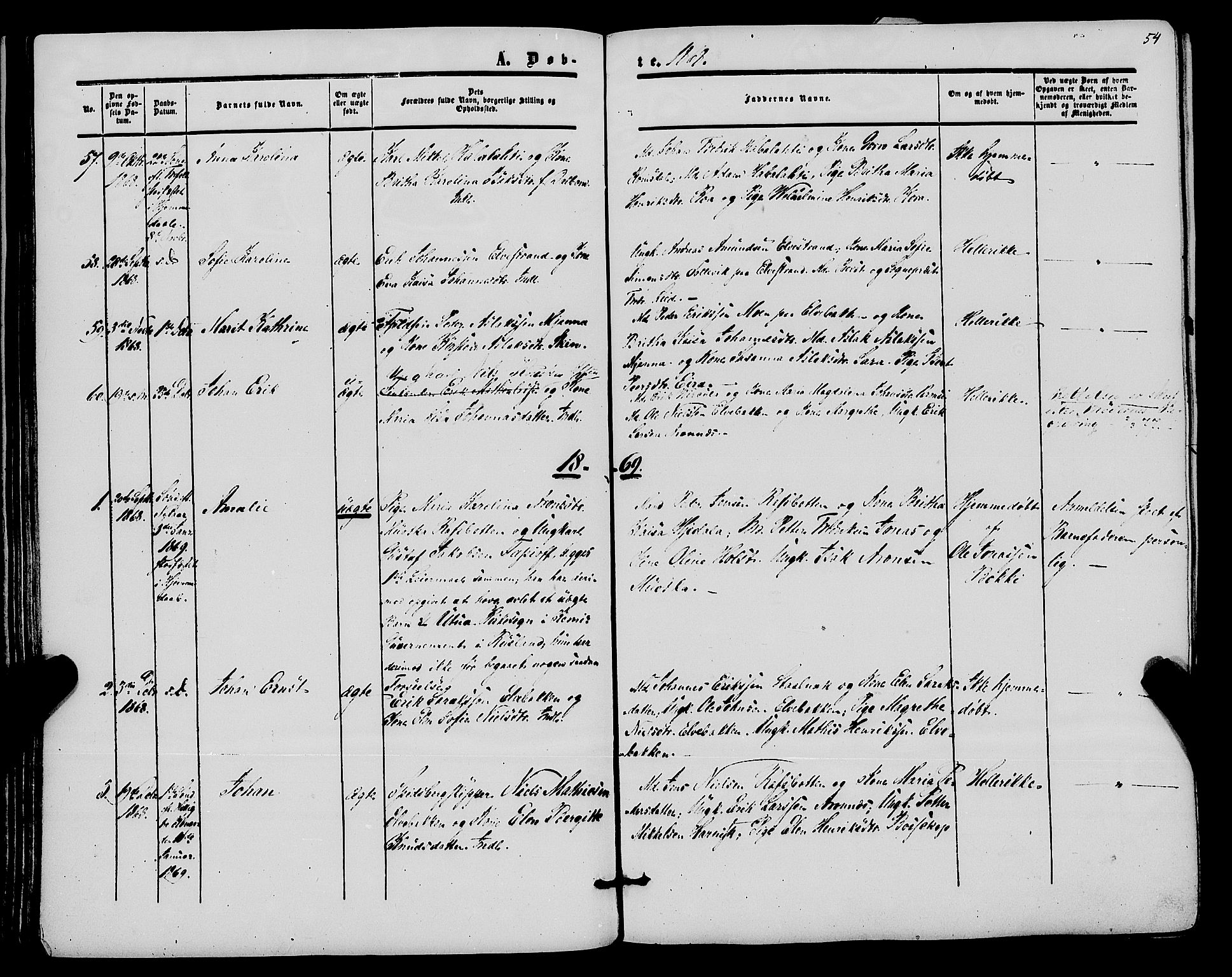 Alta sokneprestkontor, SATØ/S-1338/H/Ha/L0001.kirke: Parish register (official) no. 1, 1858-1878, p. 54