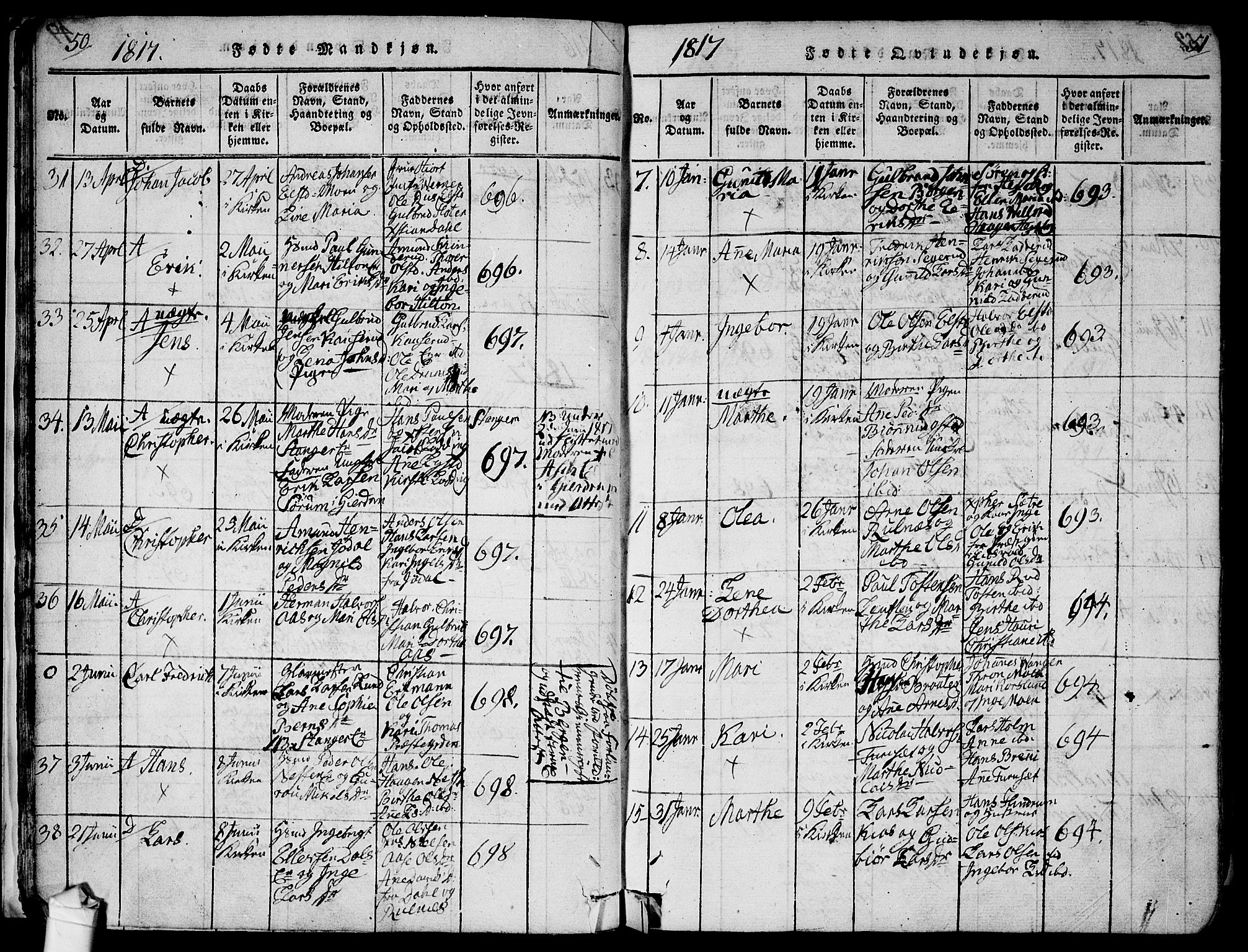 Ullensaker prestekontor Kirkebøker, SAO/A-10236a/F/Fa/L0013: Parish register (official) no. I 13, 1815-1835, p. 50-51