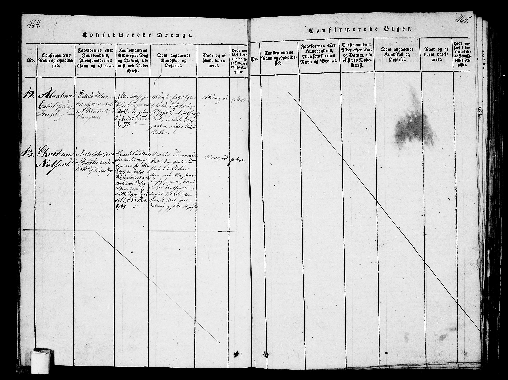 Kristiania tukthusprest Kirkebøker, AV/SAO-A-10881/G/Ga/L0001: Parish register (copy) no. 1, 1818-1857, p. 464-465