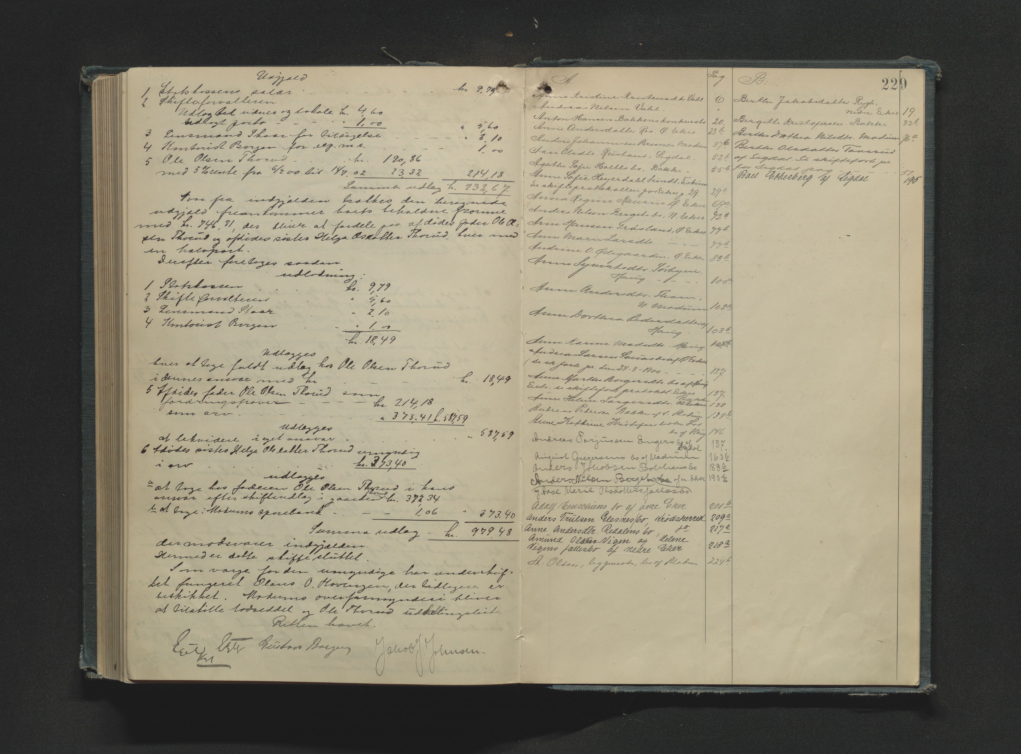 Eiker, Modum og Sigdal sorenskriveri, AV/SAKO-A-123/H/Hb/Hbc/L0008: Skifteutlodningsprotokoll, 1898-1902, p. 229