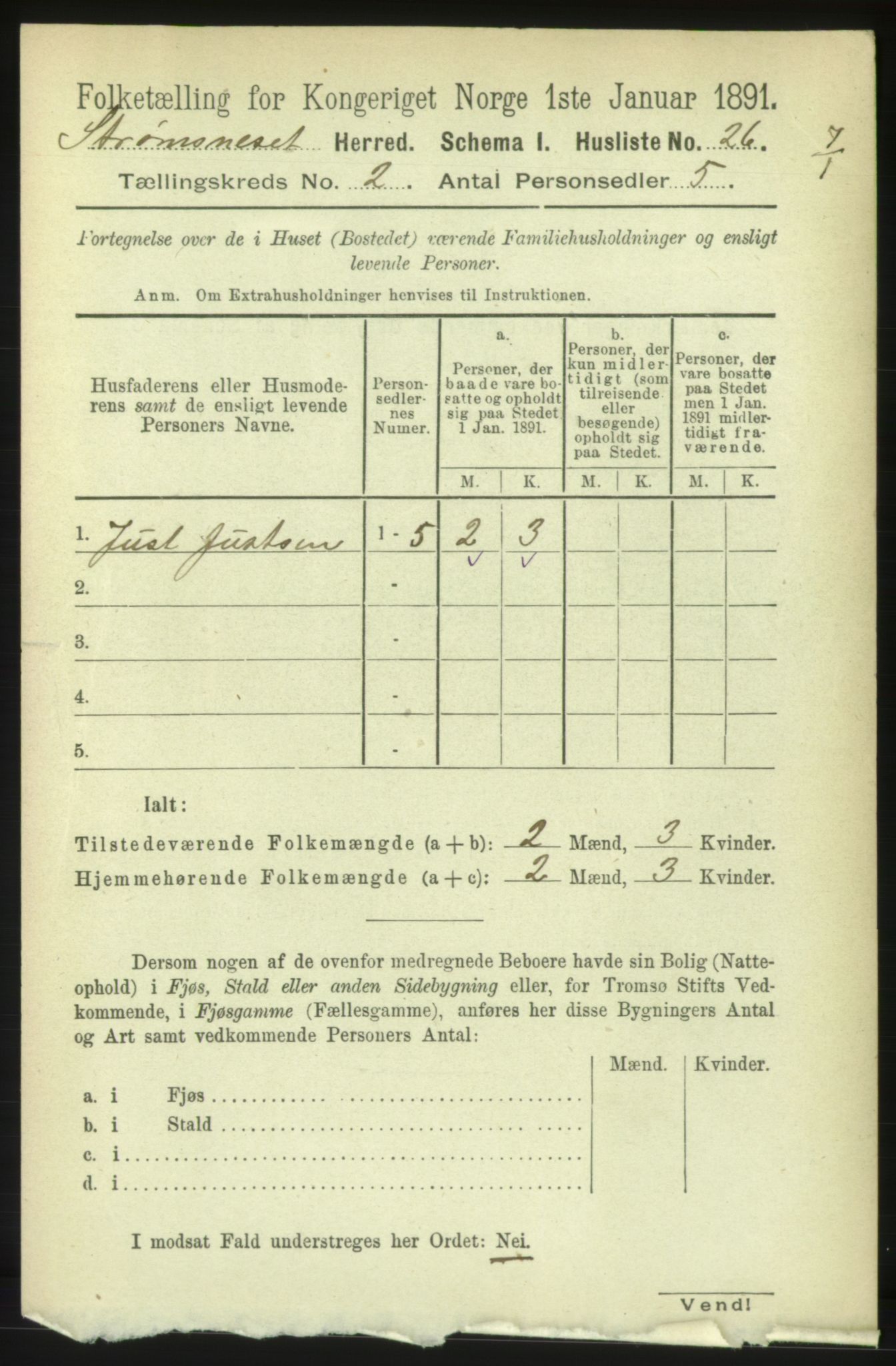 RA, 1891 census for 1559 Straumsnes, 1891, p. 209