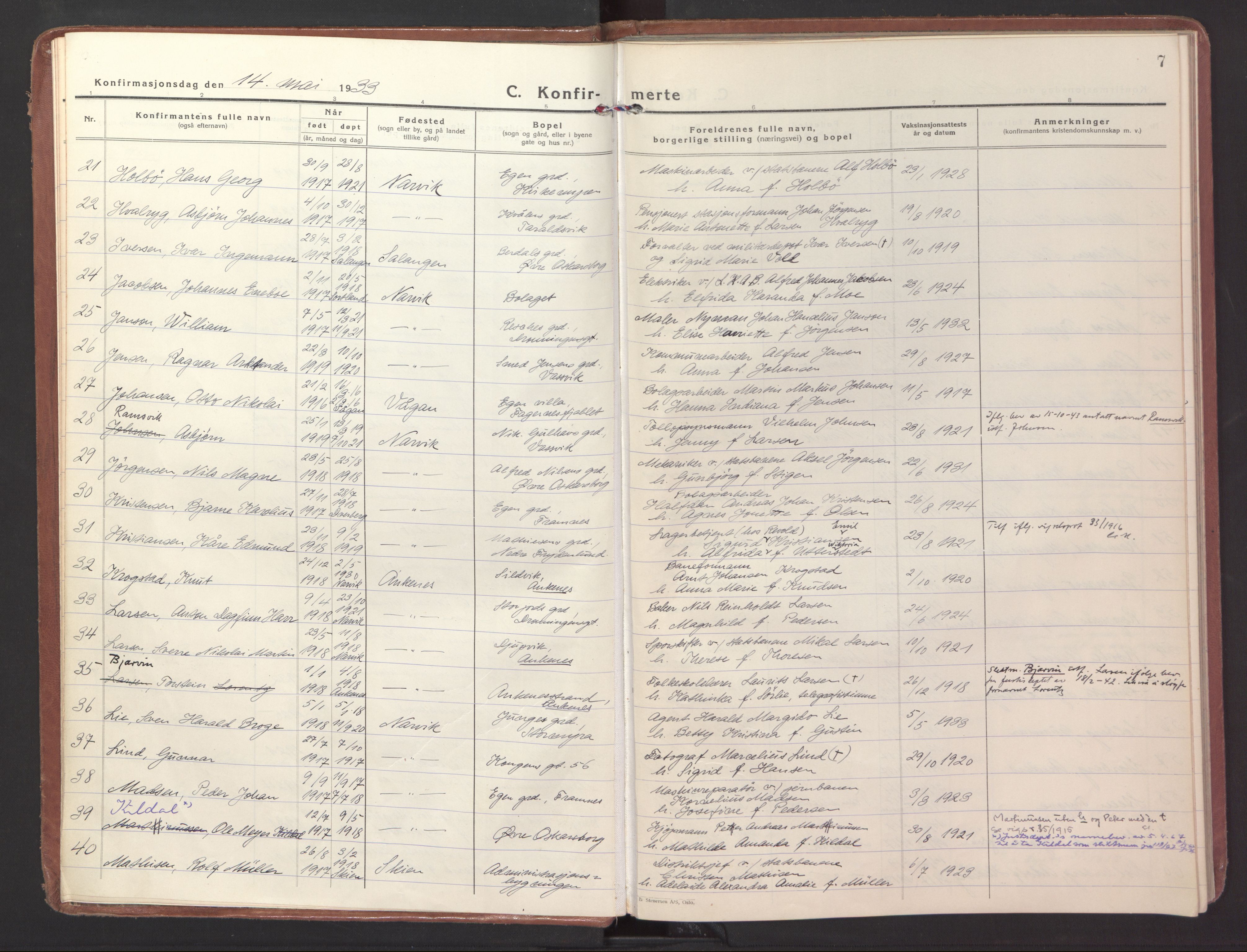 Ministerialprotokoller, klokkerbøker og fødselsregistre - Nordland, AV/SAT-A-1459/871/L1007: Parish register (official) no. 871A23, 1932-1942, p. 7