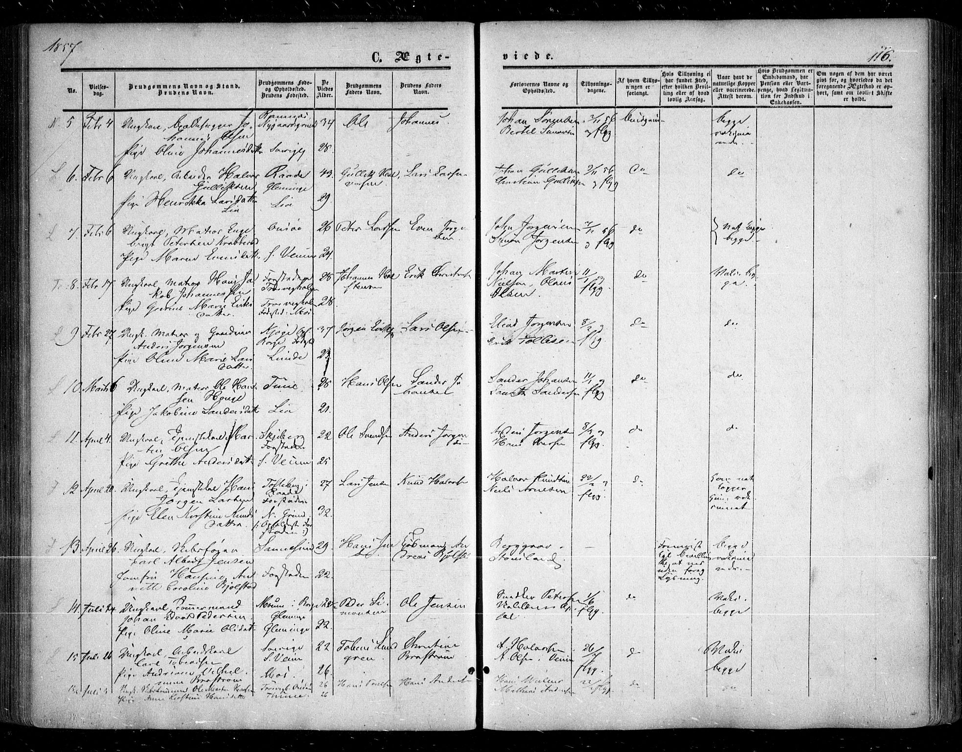 Glemmen prestekontor Kirkebøker, SAO/A-10908/F/Fa/L0007: Parish register (official) no. 7, 1853-1862, p. 116