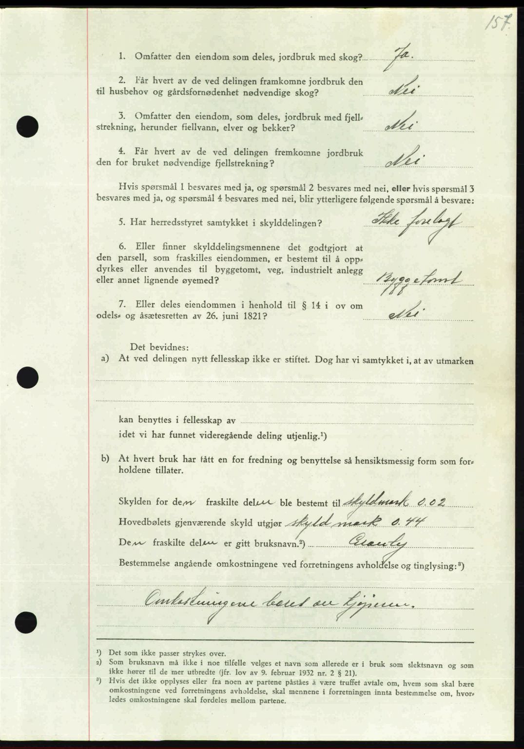 Nordmøre sorenskriveri, AV/SAT-A-4132/1/2/2Ca: Mortgage book no. A104, 1947-1947, Diary no: : 406/1947