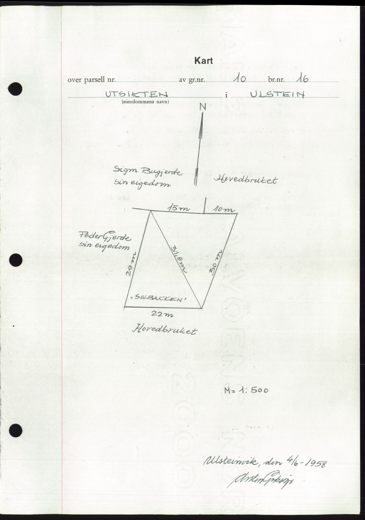 Søre Sunnmøre sorenskriveri, AV/SAT-A-4122/1/2/2C/L0110: Mortgage book no. 36A, 1958-1958, Diary no: : 1492/1958