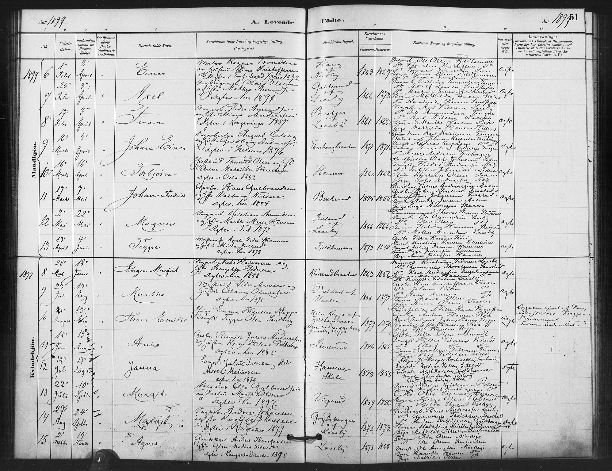 Skedsmo prestekontor Kirkebøker, AV/SAO-A-10033a/F/Fb/L0001: Parish register (official) no. II 1, 1883-1901, p. 51