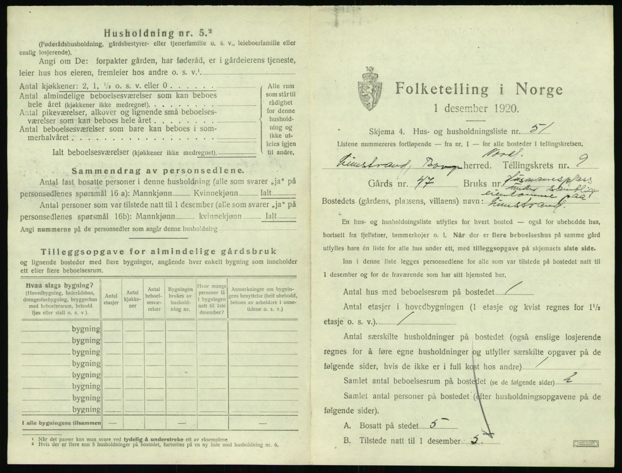 SAT, 1920 census for Borge, 1920, p. 1145