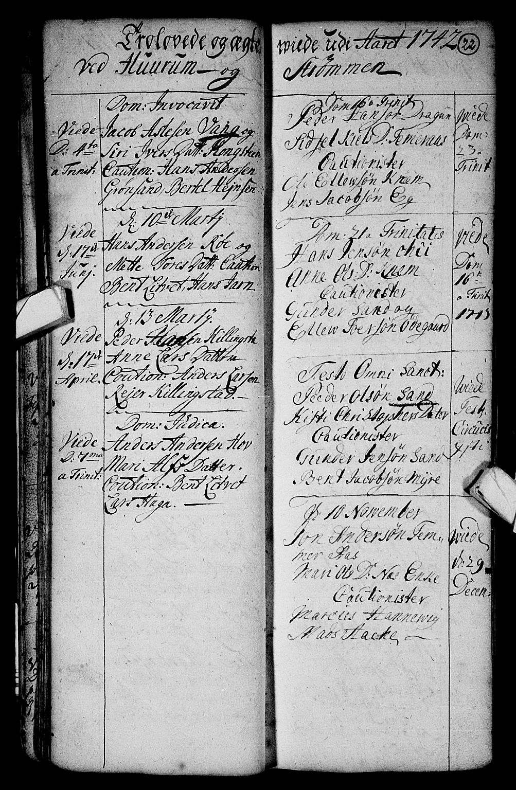 Hurum kirkebøker, SAKO/A-229/F/Fa/L0003: Parish register (official) no. 3, 1733-1757, p. 22