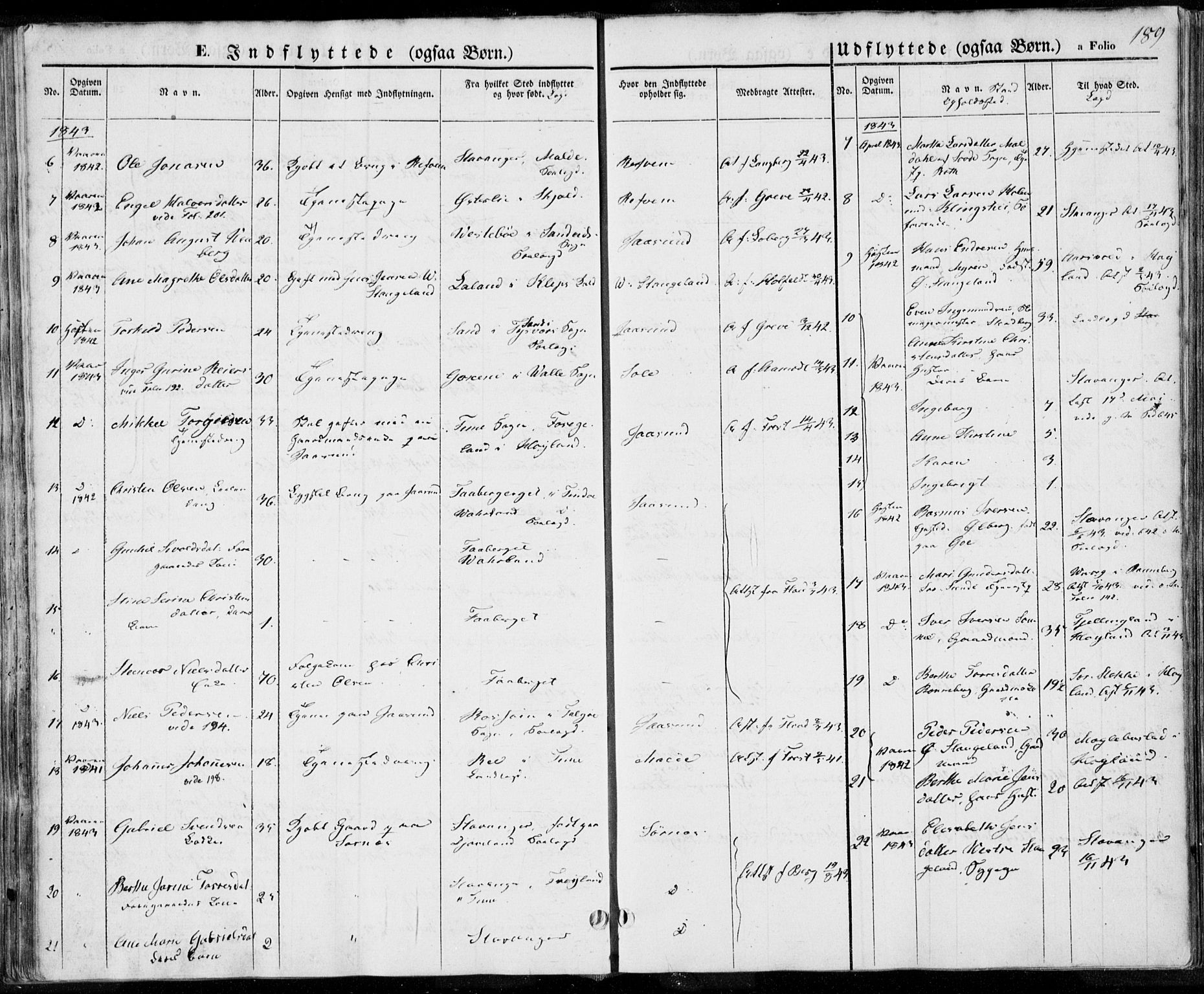 Håland sokneprestkontor, AV/SAST-A-101802/001/30BA/L0006: Parish register (official) no. A 6, 1842-1853, p. 189