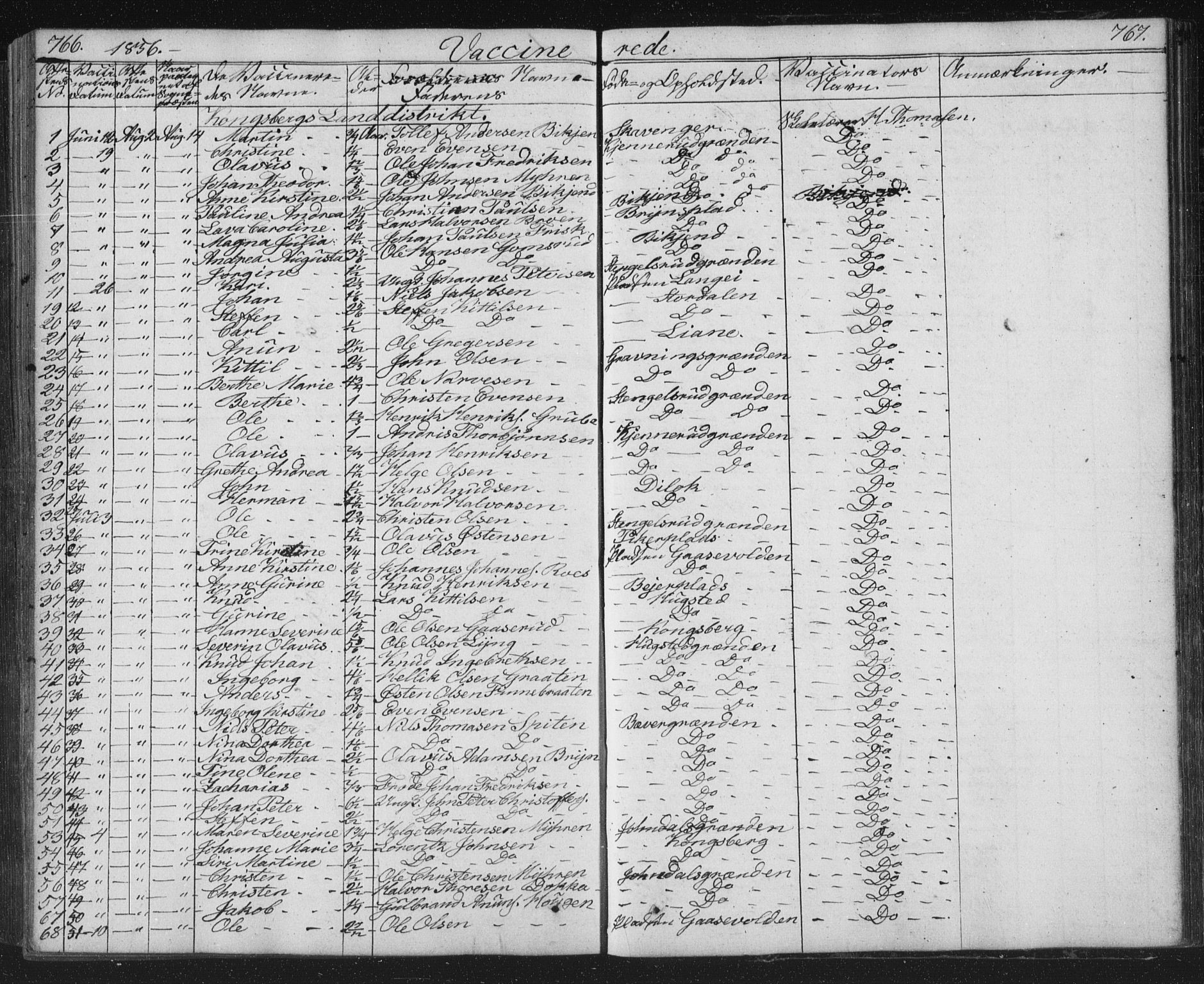 Kongsberg kirkebøker, SAKO/A-22/G/Ga/L0002: Parish register (copy) no. 2, 1839-1858, p. 766-767