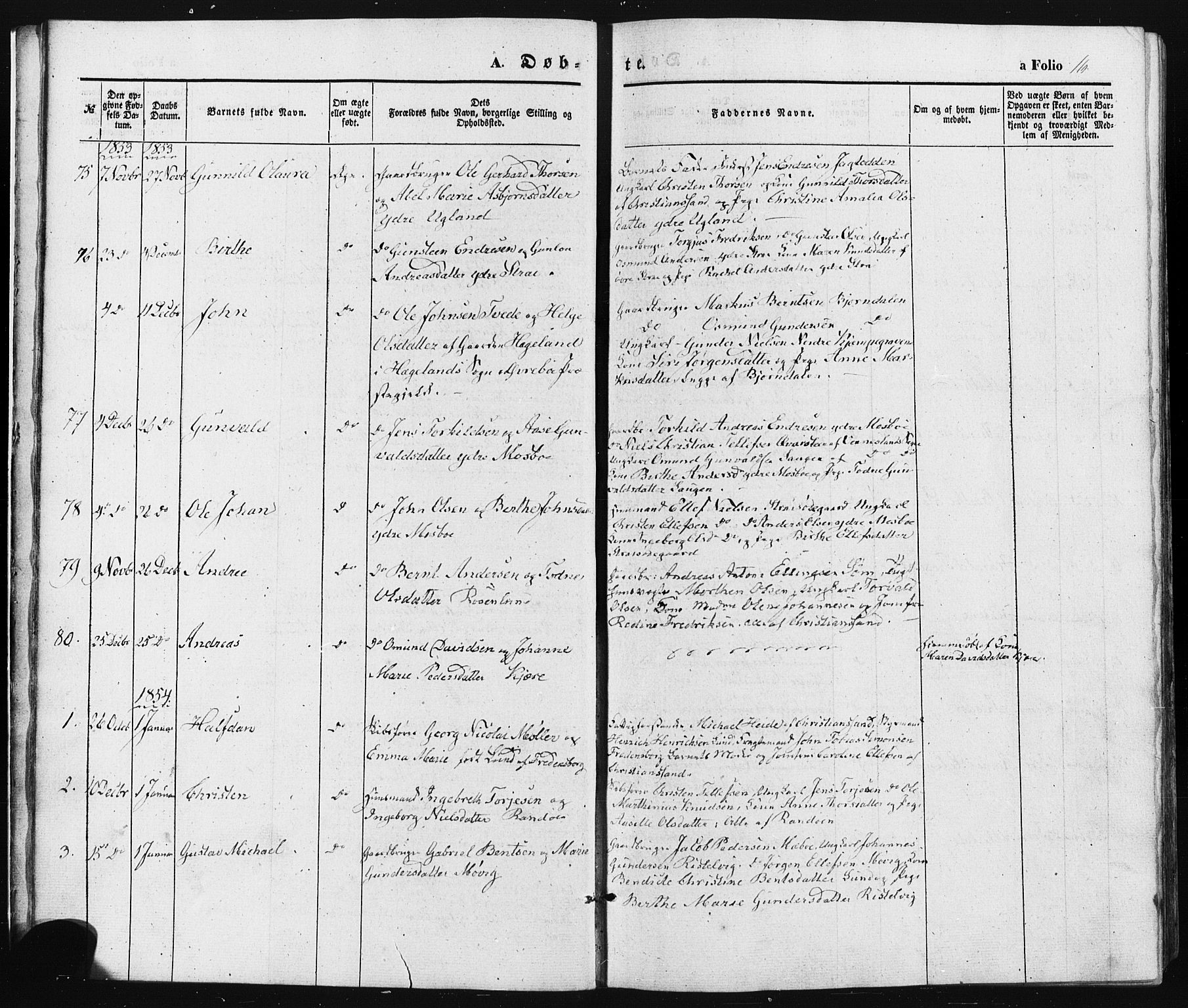Oddernes sokneprestkontor, SAK/1111-0033/F/Fa/Faa/L0007: Parish register (official) no. A 7, 1851-1863, p. 16