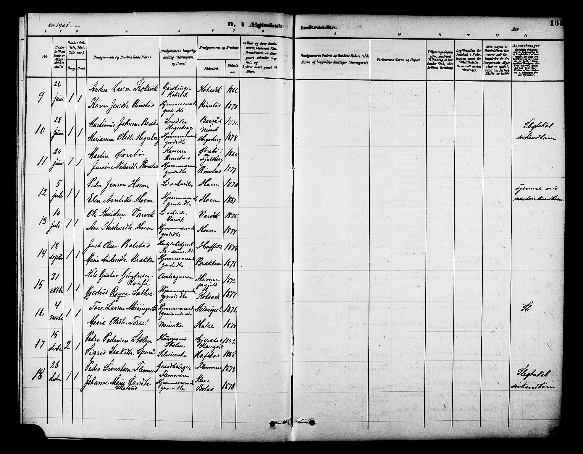 Ministerialprotokoller, klokkerbøker og fødselsregistre - Møre og Romsdal, AV/SAT-A-1454/586/L0992: Parish register (copy) no. 586C03, 1892-1909, p. 169