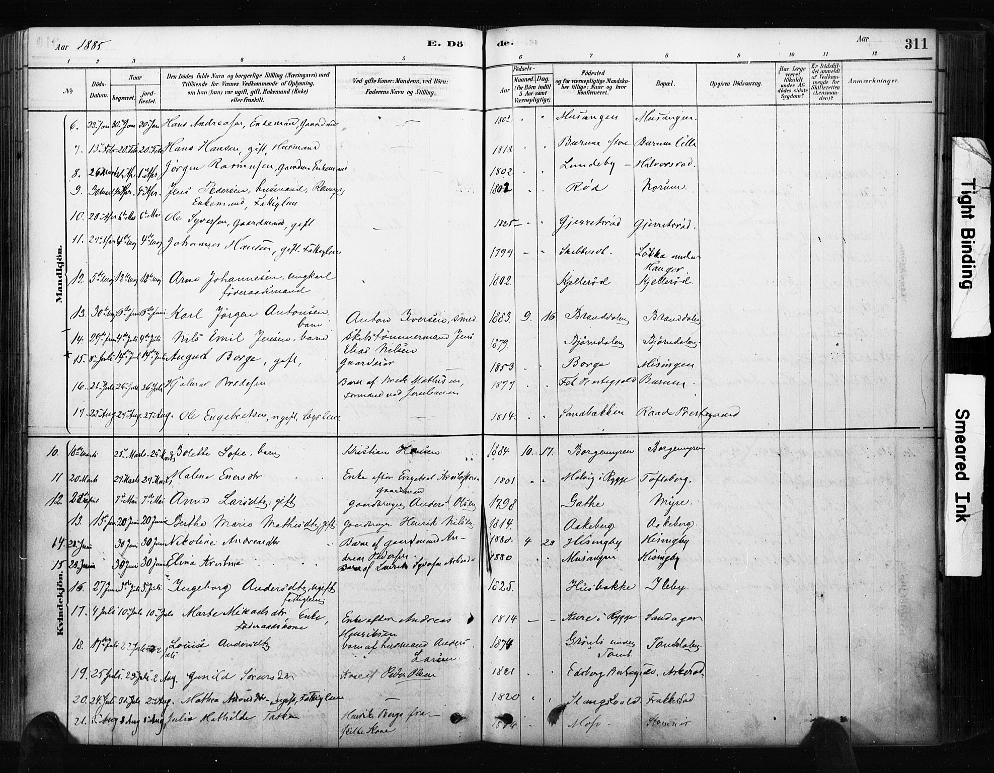 Råde prestekontor kirkebøker, AV/SAO-A-2009/F/Fa/L0007: Parish register (official) no. 7, 1878-1902, p. 311