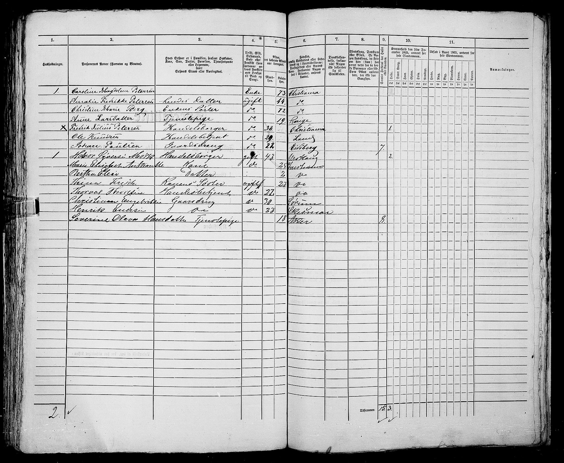 RA, 1865 census for Kristiania, 1865, p. 940