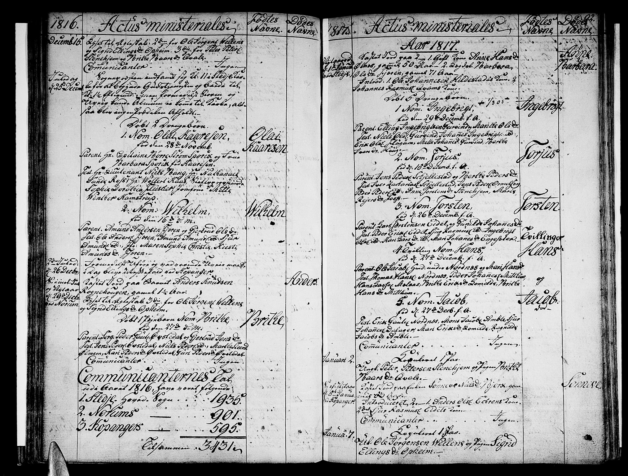 Sogndal sokneprestembete, SAB/A-81301/H/Haa/Haaa/L0009: Parish register (official) no. A 9, 1809-1821, p. 92