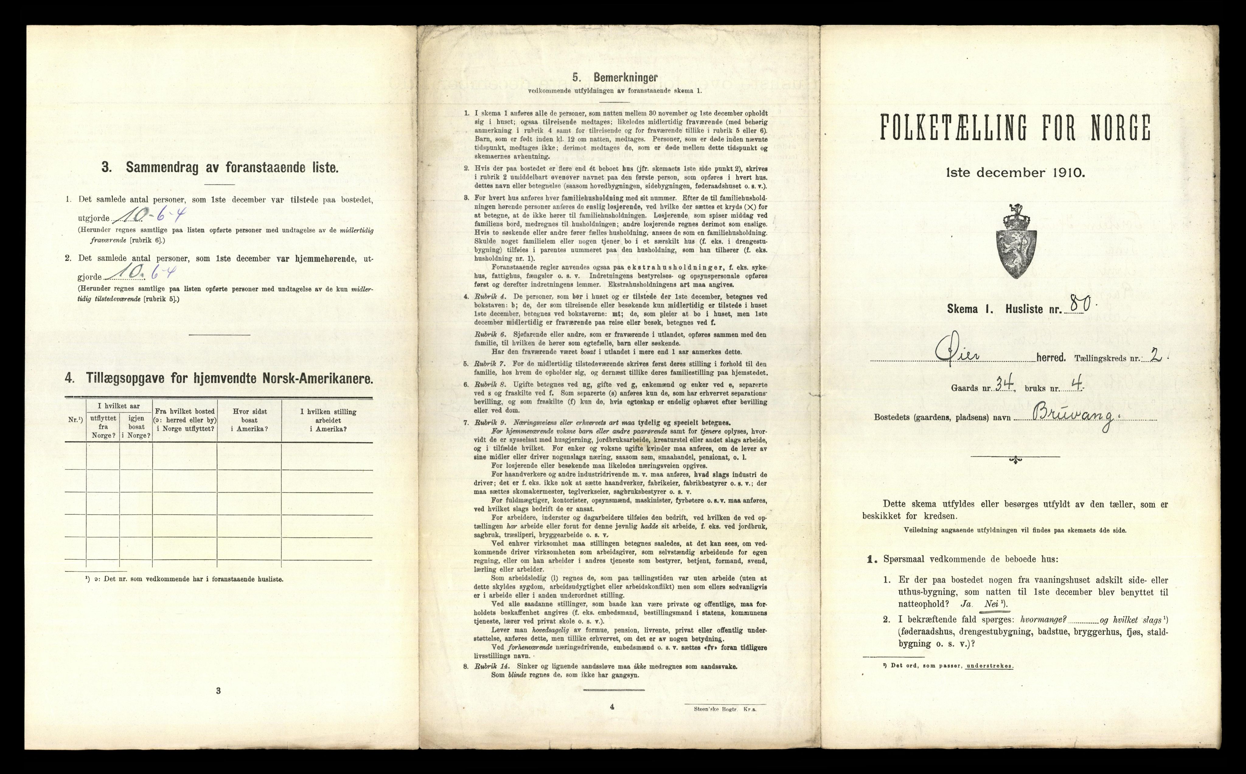 RA, 1910 census for Øyer, 1910, p. 335