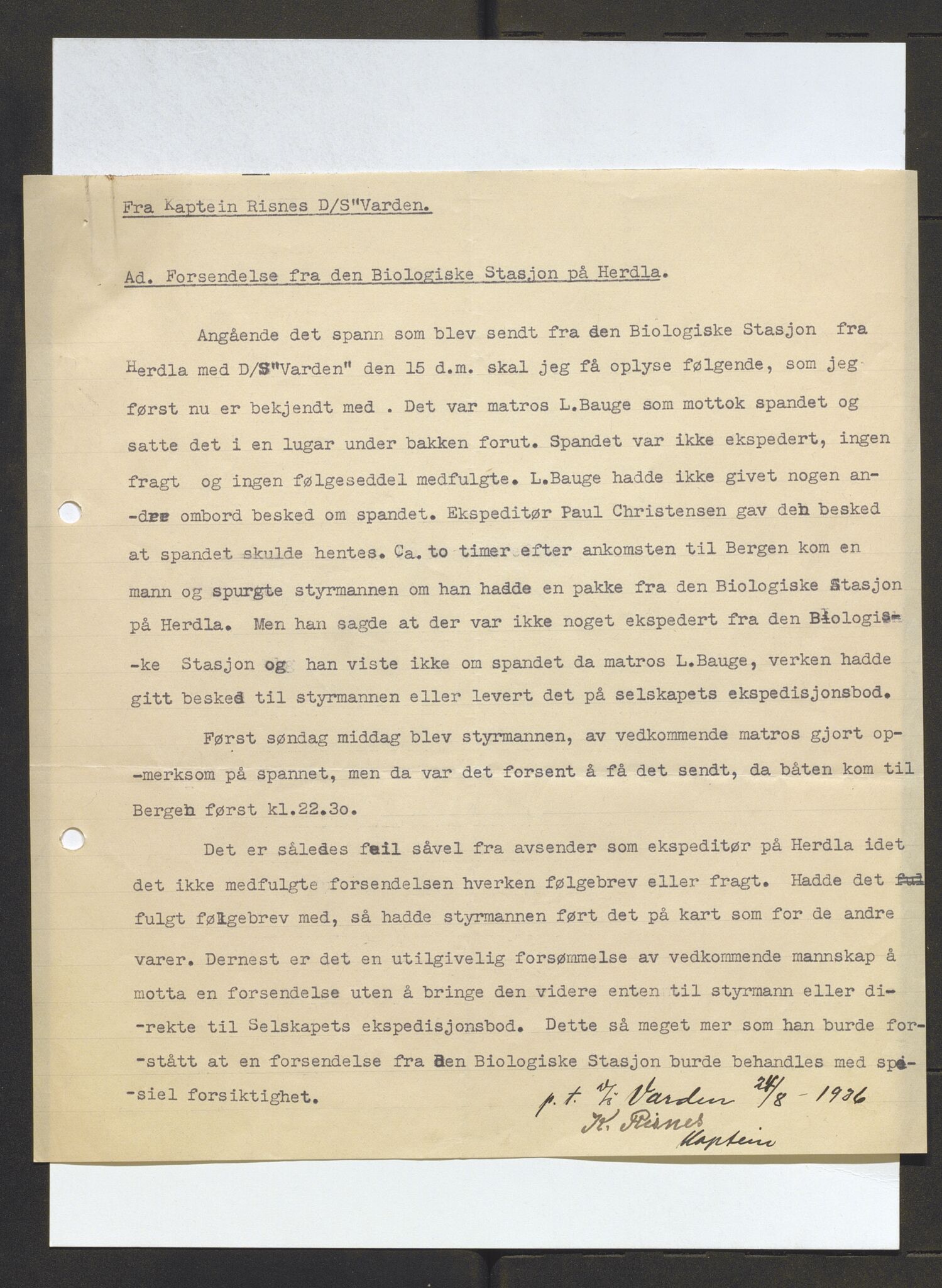 Bergens Museum, AV/SAB-A-17301/13/D/L0002: Korrespondanse , 1928-1940, p. 327