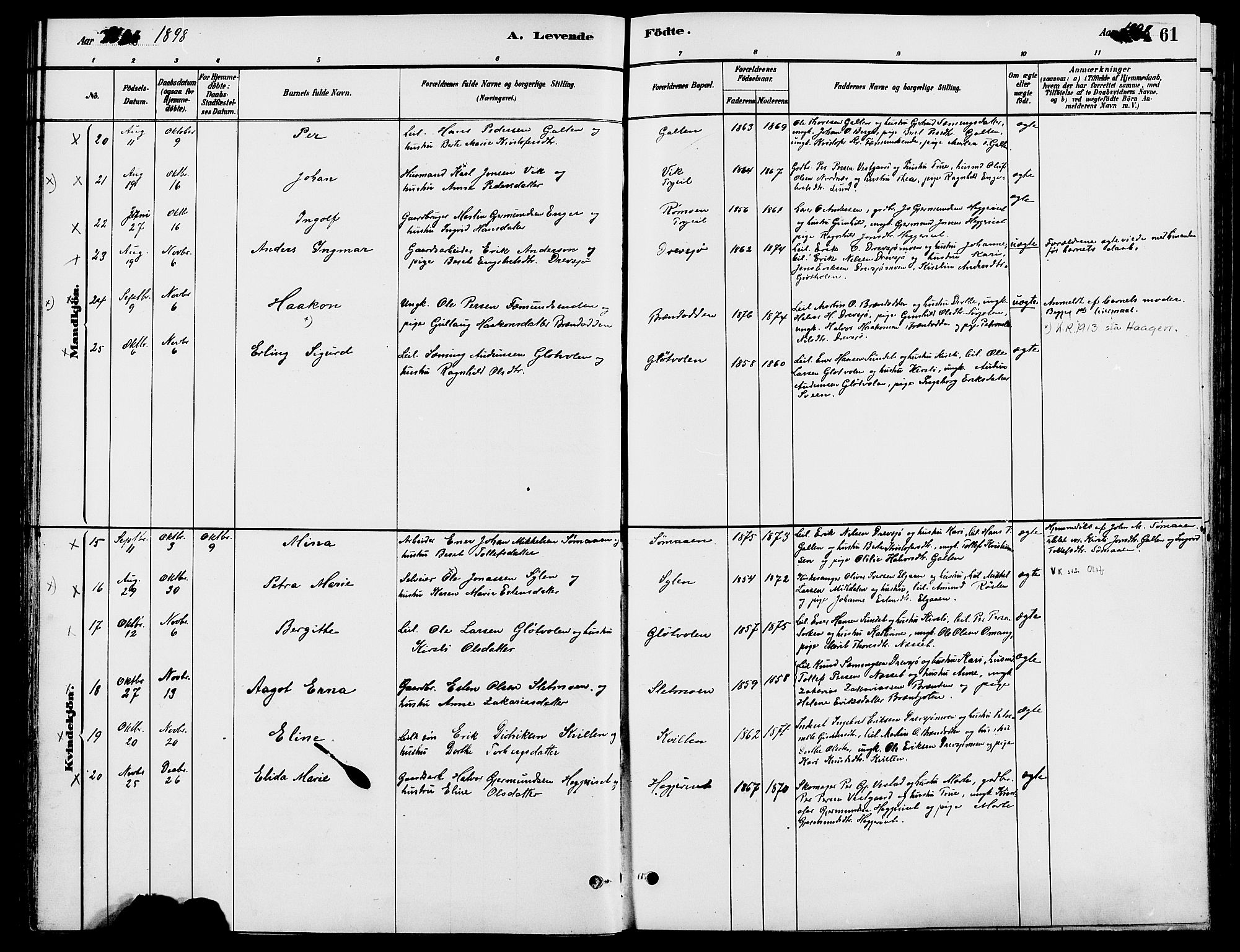 Engerdal prestekontor, AV/SAH-PREST-048/H/Ha/Haa/L0001: Parish register (official) no. 1, 1881-1898, p. 61