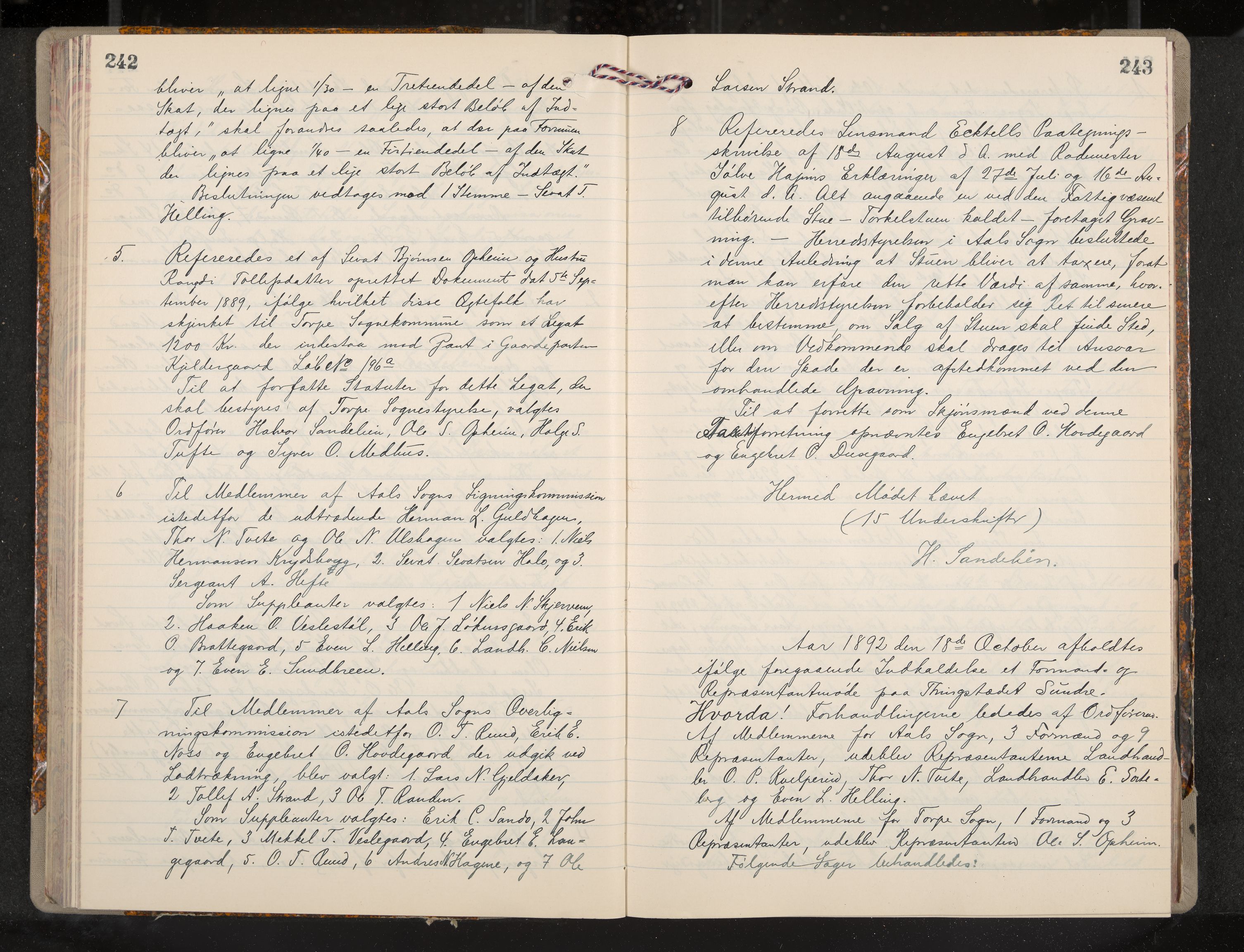 Ål formannskap og sentraladministrasjon, IKAK/0619021/A/Aa/L0004: Utskrift av møtebok, 1881-1901, p. 242-243