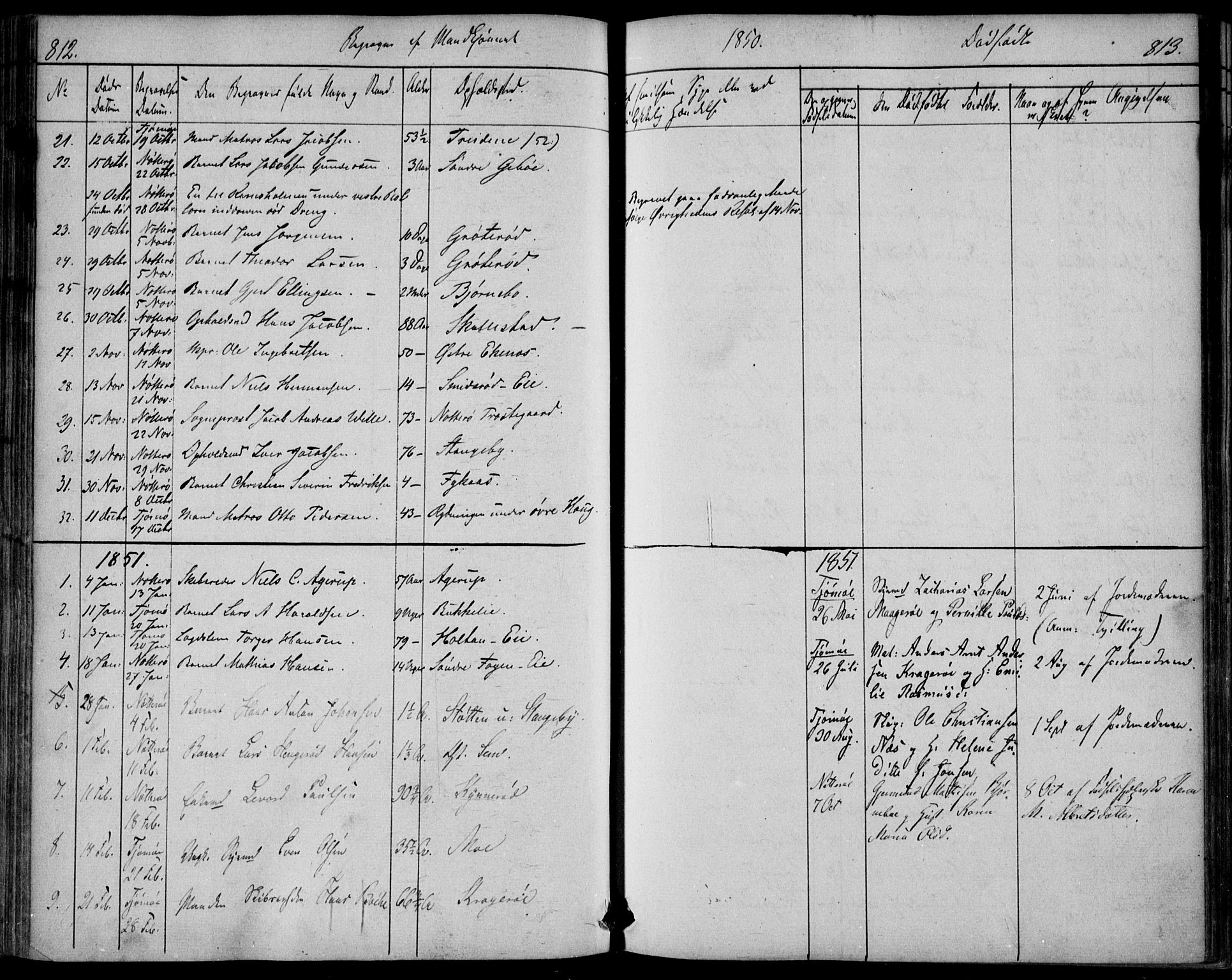 Nøtterøy kirkebøker, SAKO/A-354/F/Fa/L0005: Parish register (official) no. I 5, 1839-1852, p. 812-813