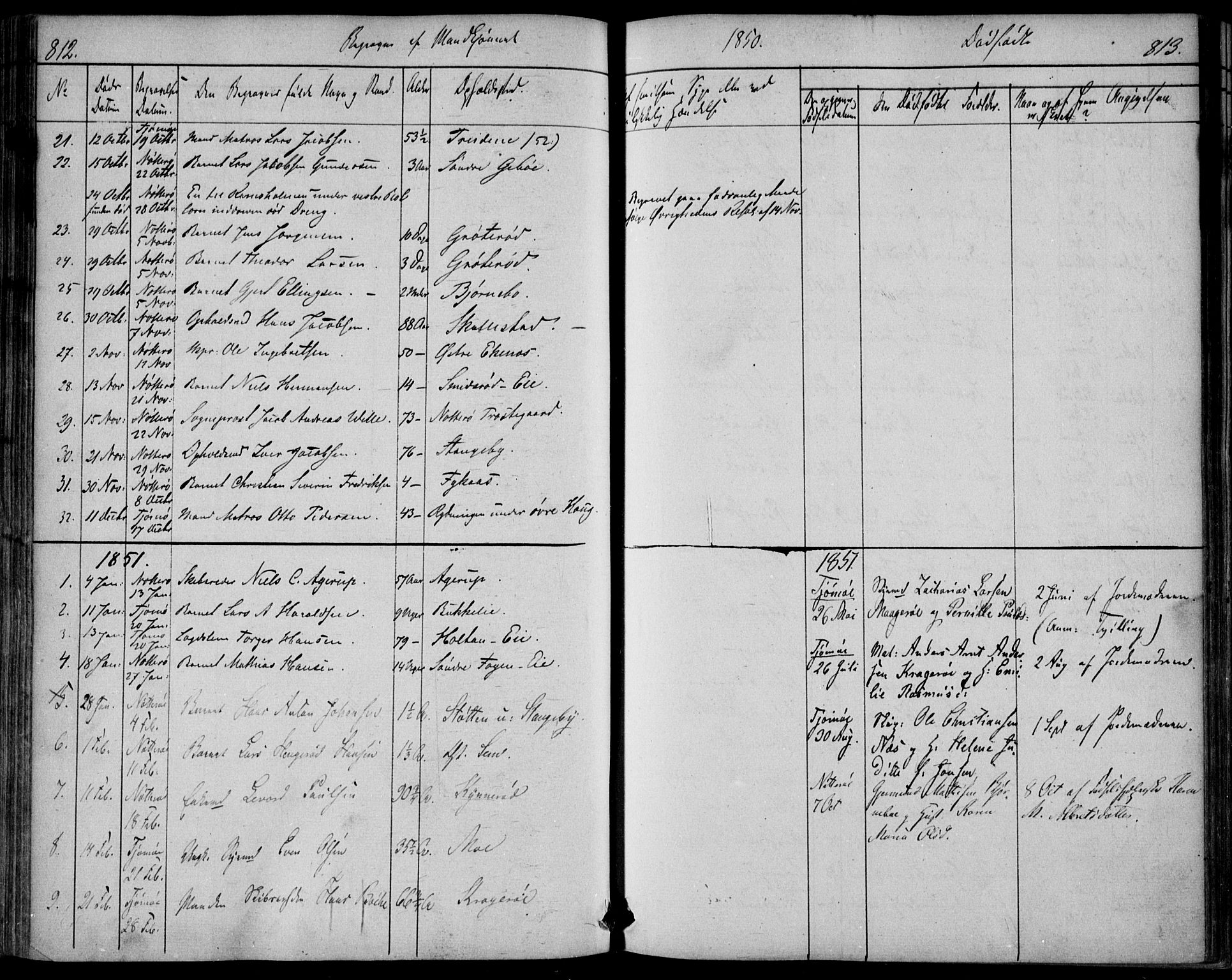 Nøtterøy kirkebøker, AV/SAKO-A-354/F/Fa/L0005: Parish register (official) no. I 5, 1839-1852, p. 812-813