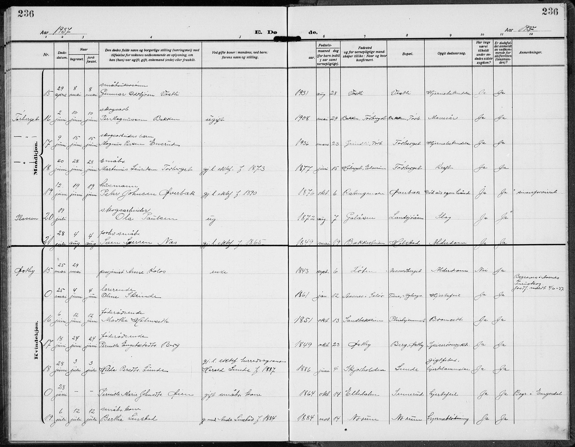 Trysil prestekontor, AV/SAH-PREST-046/H/Ha/Hab/L0010: Parish register (copy) no. 10, 1917-1937, p. 236