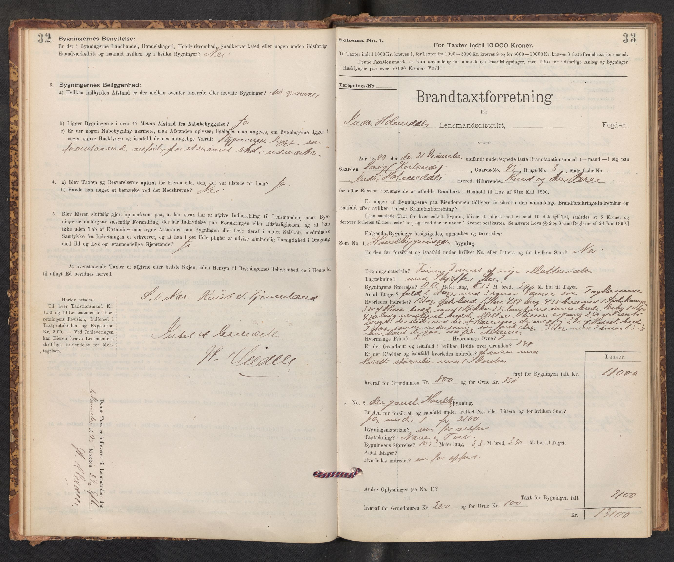 Lensmannen i Gaular, AV/SAB-A-27601/0012/L0005: Branntakstprotokoll, skjematakst, 1895-1917, p. 32-33