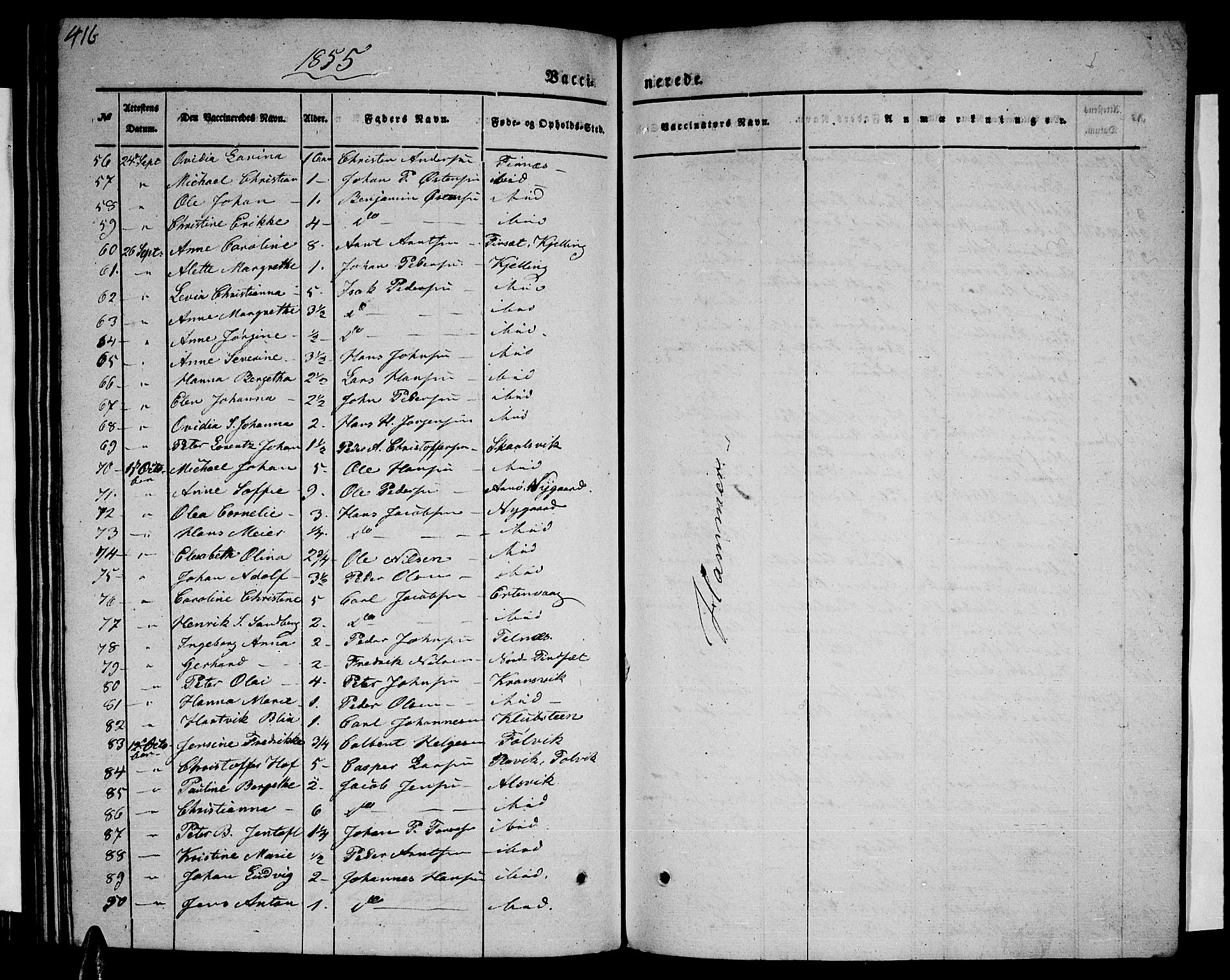 Ministerialprotokoller, klokkerbøker og fødselsregistre - Nordland, AV/SAT-A-1459/805/L0106: Parish register (copy) no. 805C02, 1841-1861, p. 416