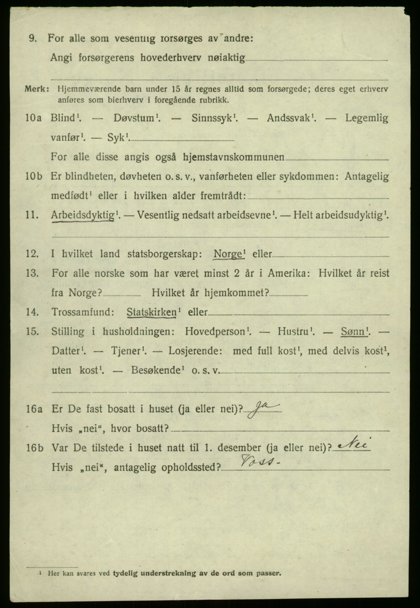 SAB, 1920 census for Jølster, 1920, p. 2375