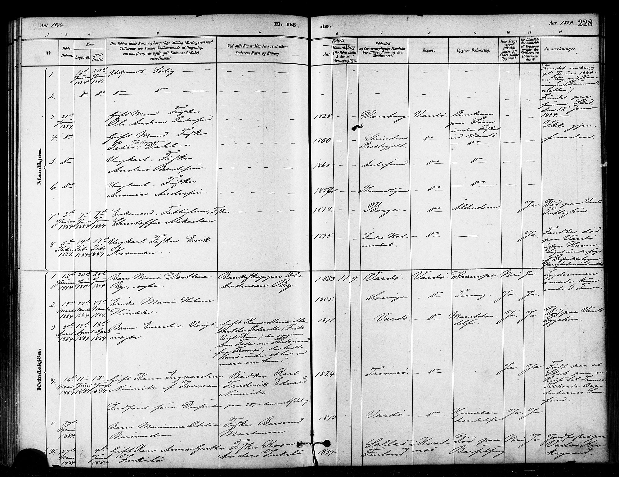 Vardø sokneprestkontor, SATØ/S-1332/H/Ha/L0006kirke: Parish register (official) no. 6, 1879-1886, p. 228
